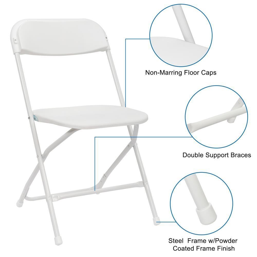 30 Pack Portable Folding Plastic Chair Set Steel Frame Chairs for Offices Room