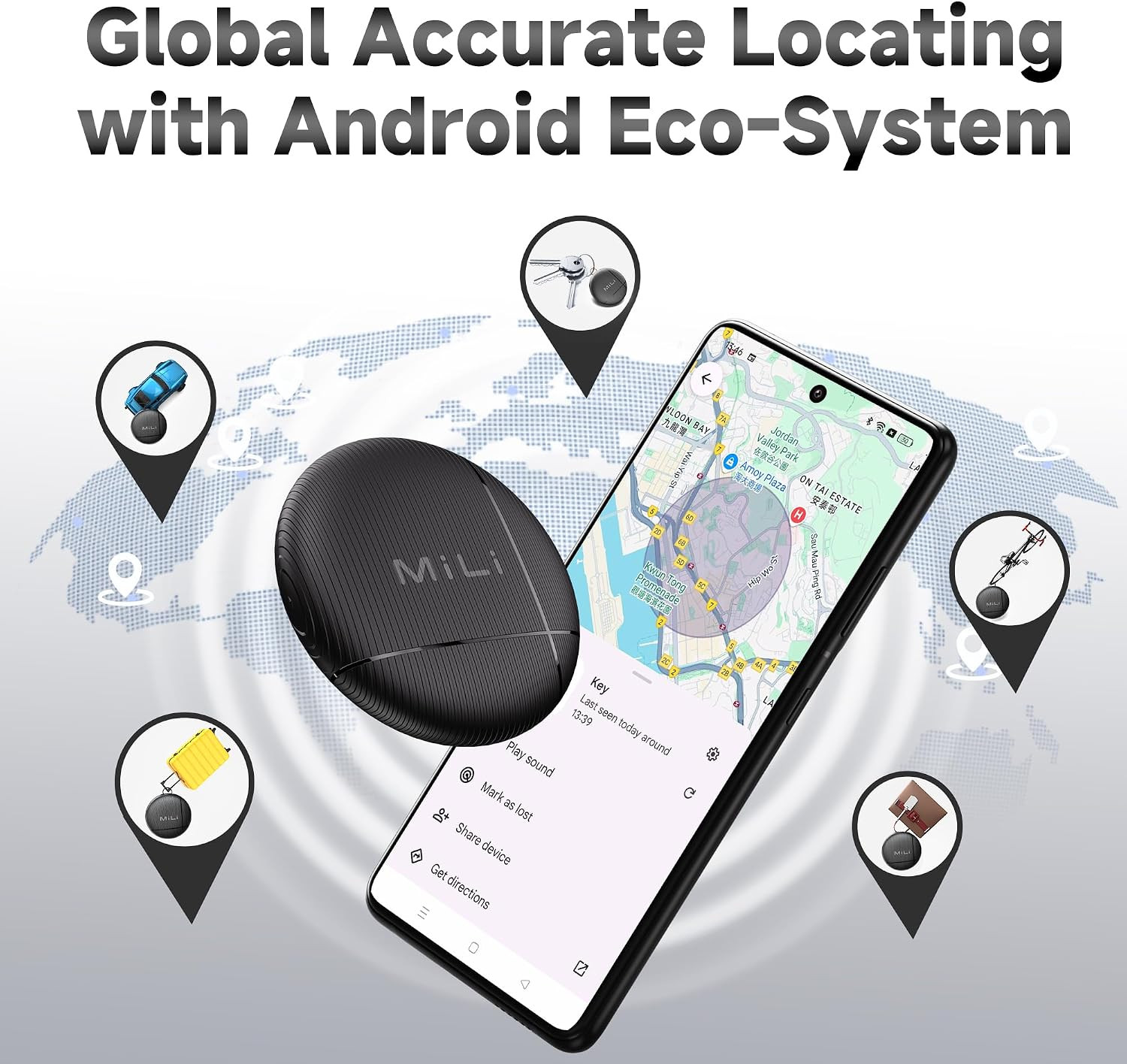 Mili Air Tags for Android 4-Pack, Bluetooth Tracker Tags for Google Find Hub. It