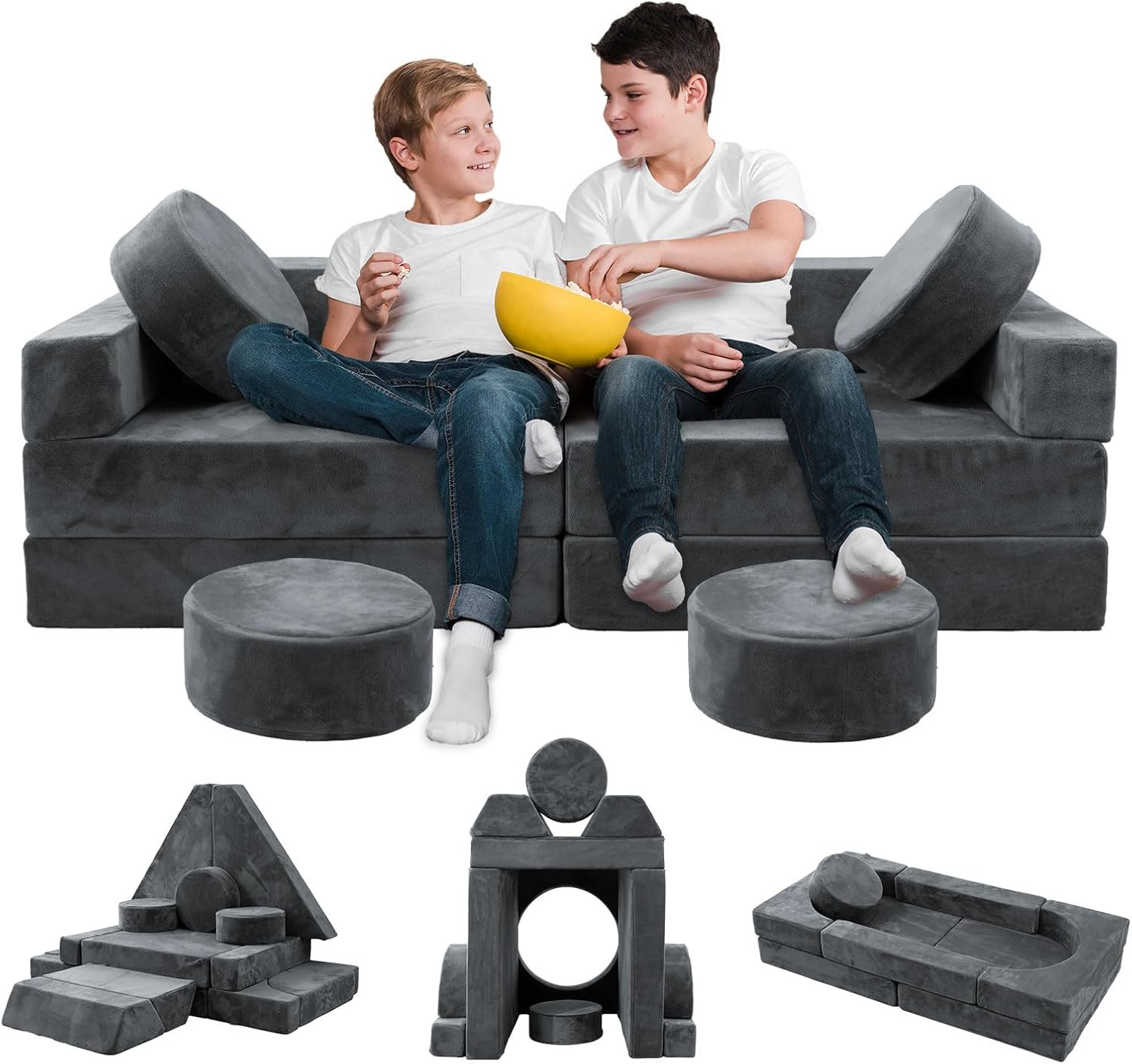 16Pcs Modular Kids Play Couch, Kids Toddler Couch, Child Sectional Sofa, Versati