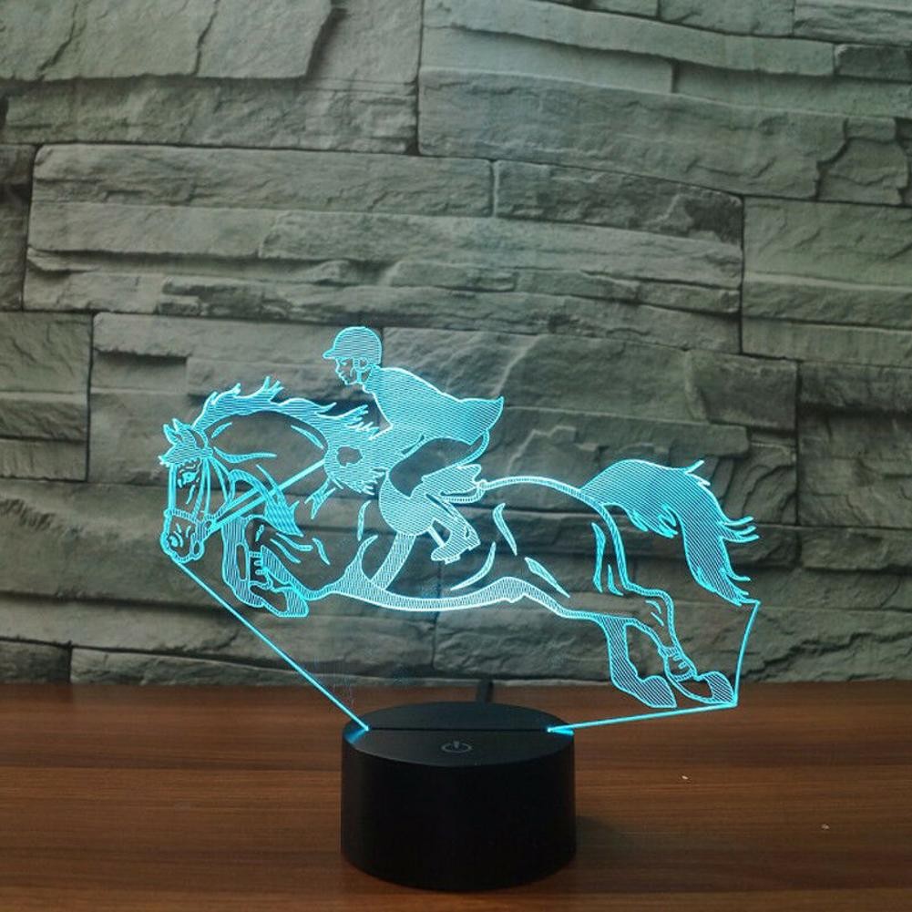3D Illusion Night Light Horse Riding USB Touch Change Gift Light Home Decor