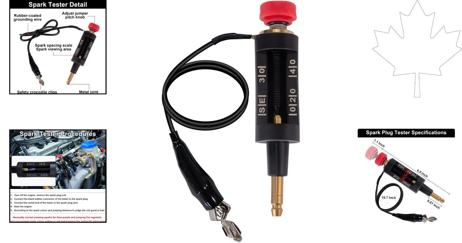 High Visibility Spark Plug Tester with Adjustable Pitch for Accurate Engine D...