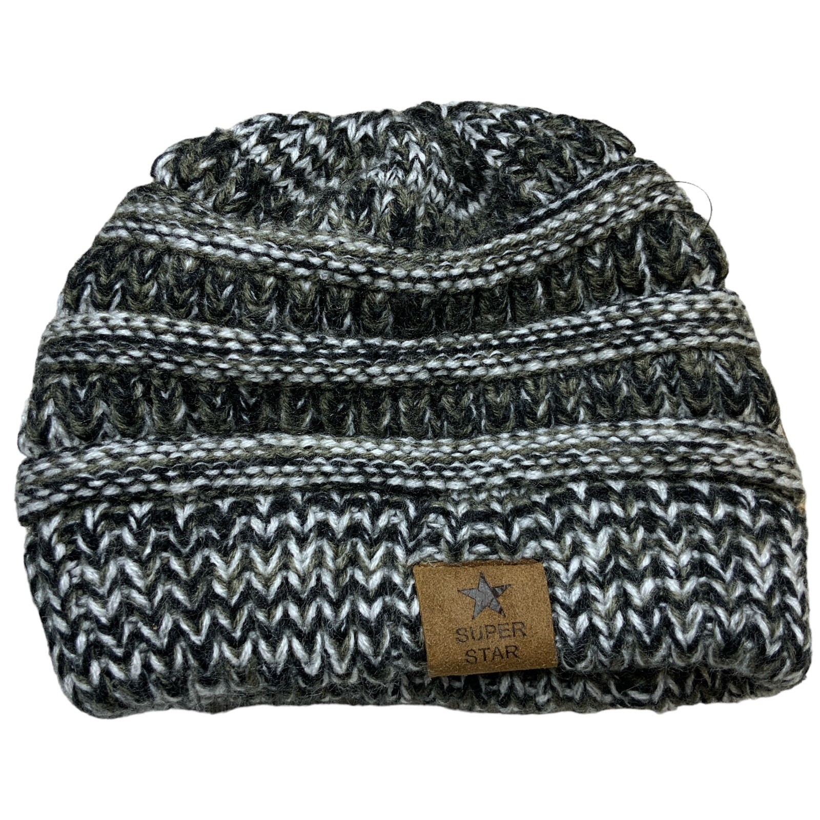 Super Star Toddler Beanie Knit Gray Black Hat Stocking Cap