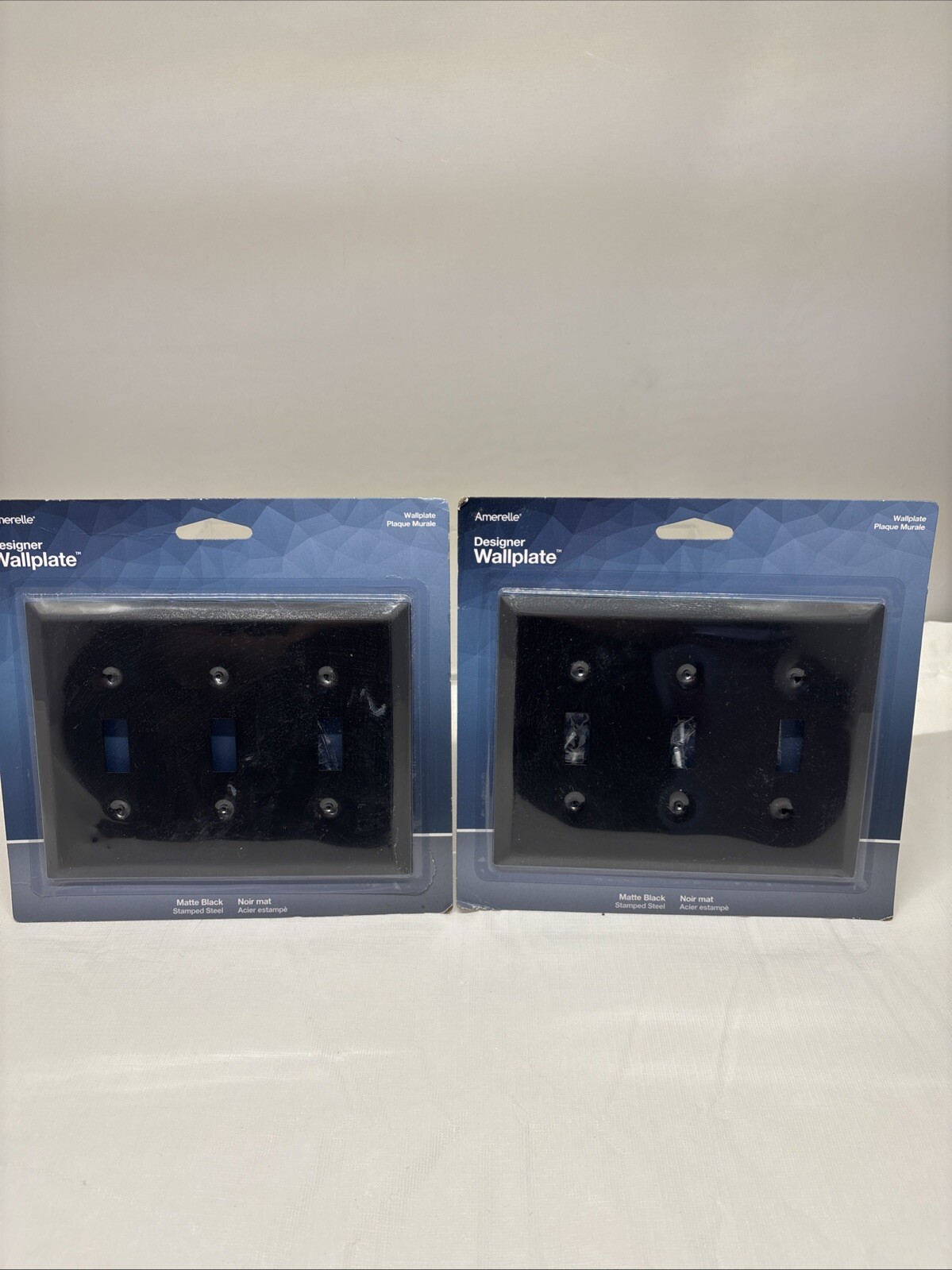 2 X Amerelle Century Wall-Plate 3 Toggle Steel Black 163TTTMB (B18