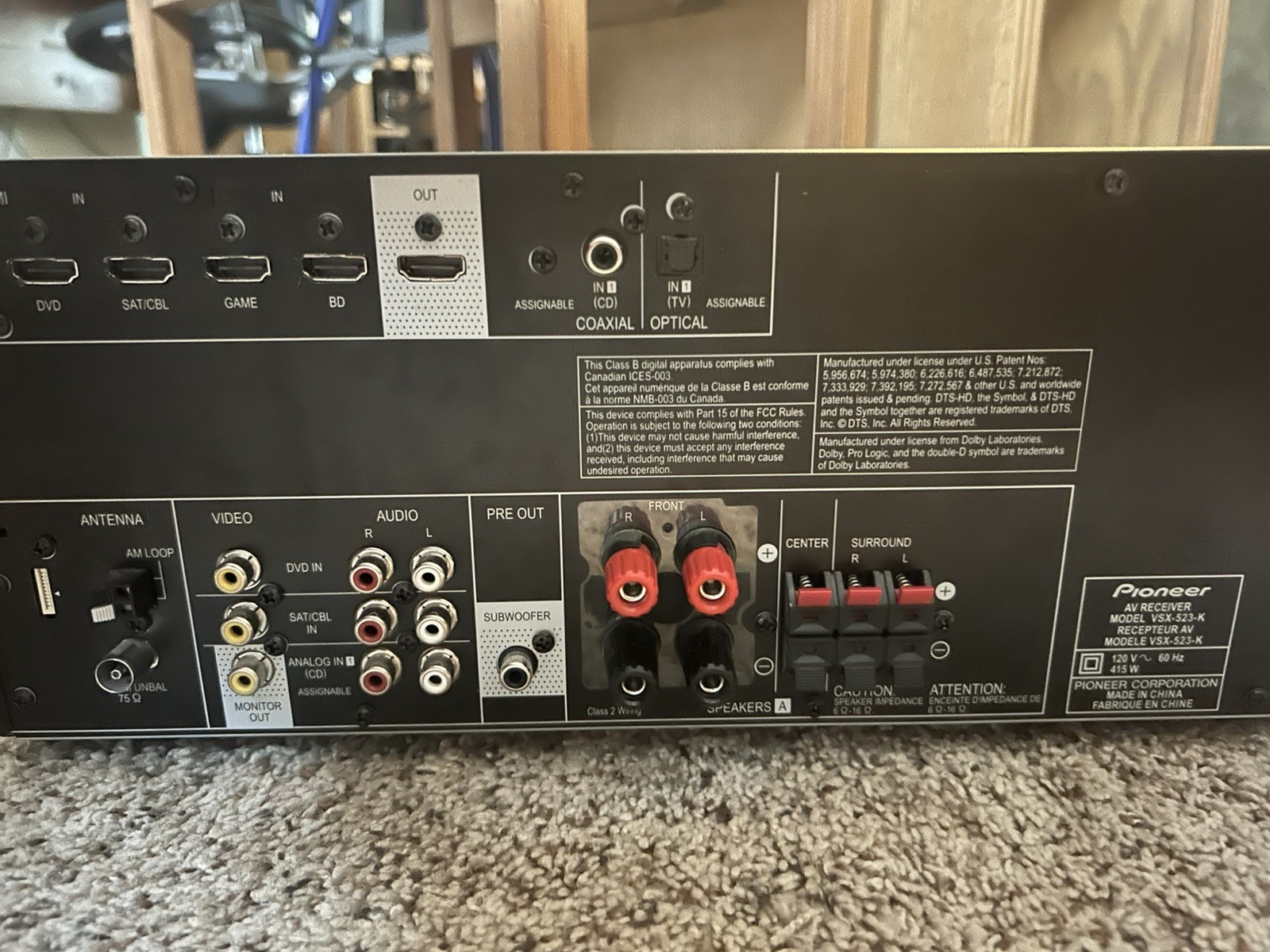 Pioneer VSX-523-K 4K AV Receiver