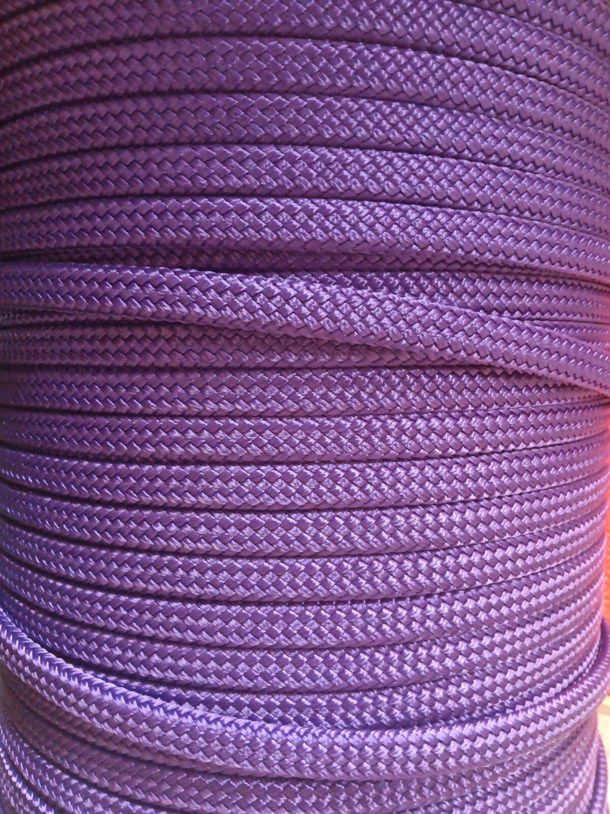 3/4" x 100 ft. Flat/Hollow braid polyester rope. High Quality. Purple. US Made