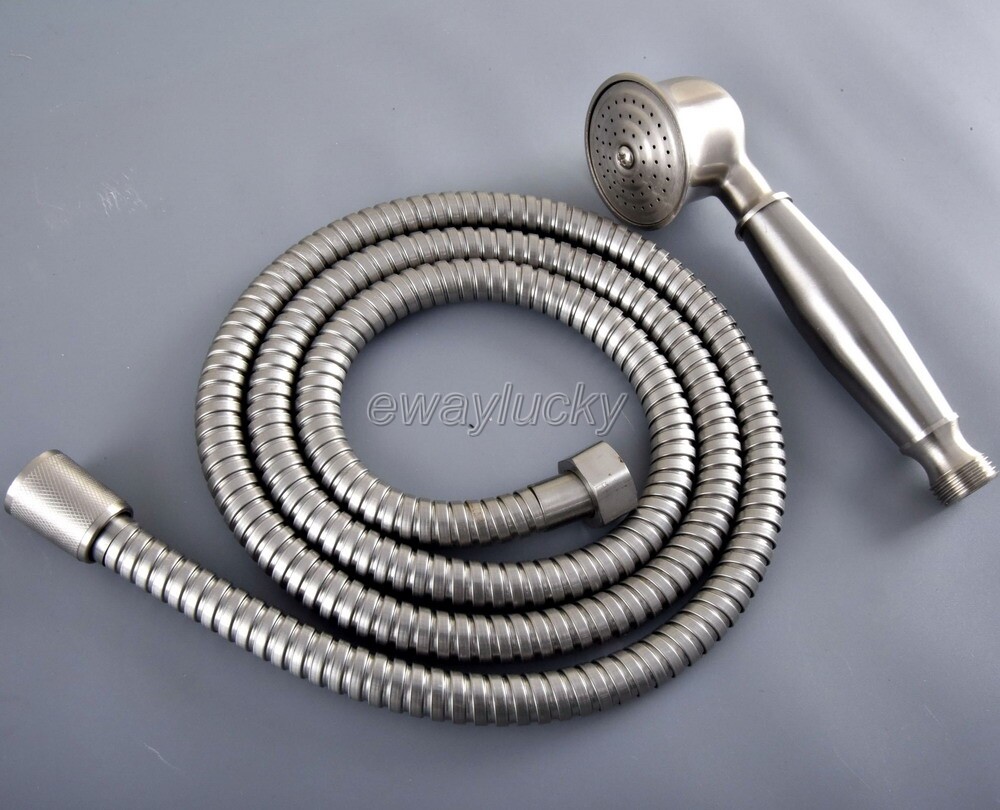 Brushed Nickel Water-saving Round Hand Shower Head Handheld Sprayer +1.5m Hose