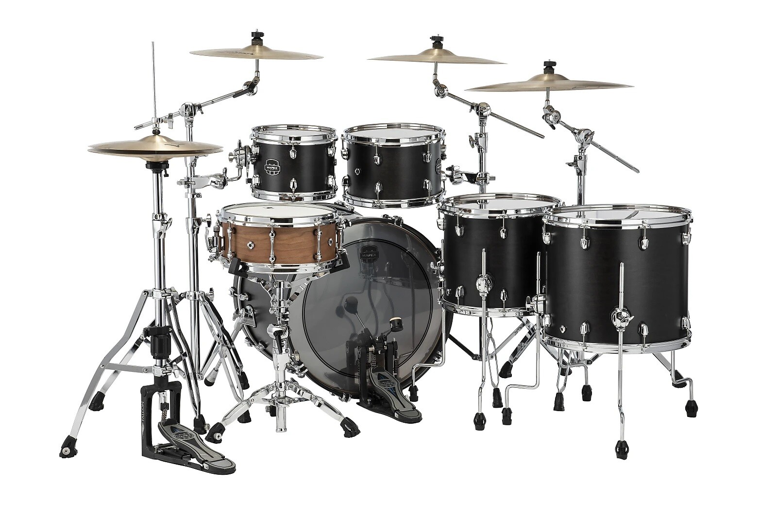 Mapex Saturn Satin Black Studioease Drums Shells Pack 22/10/12/14/16 Auth Dealer