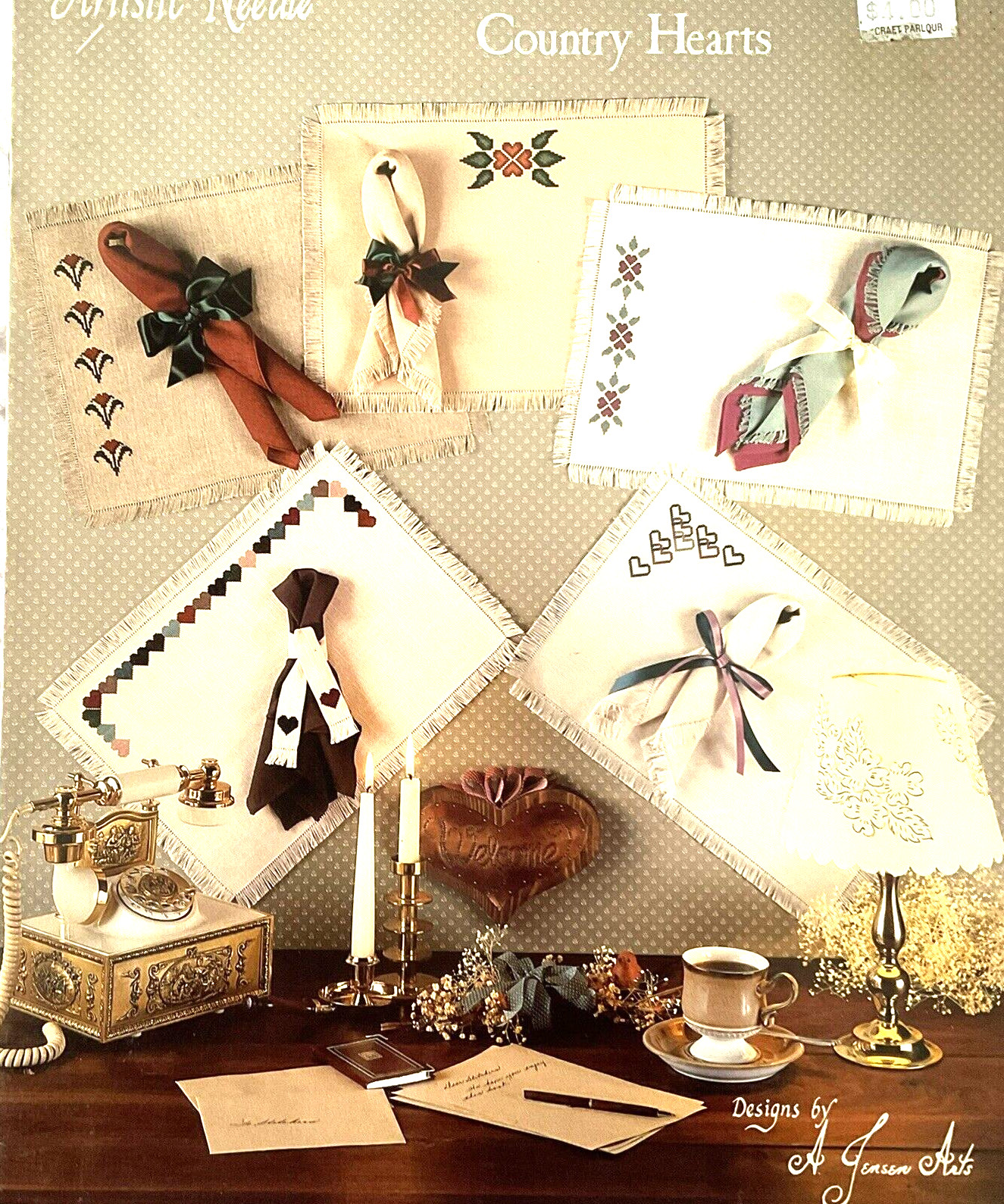 Cross Stitch Leaflet For Placemats I Country Hearts by Artistic Needle 1985 Used