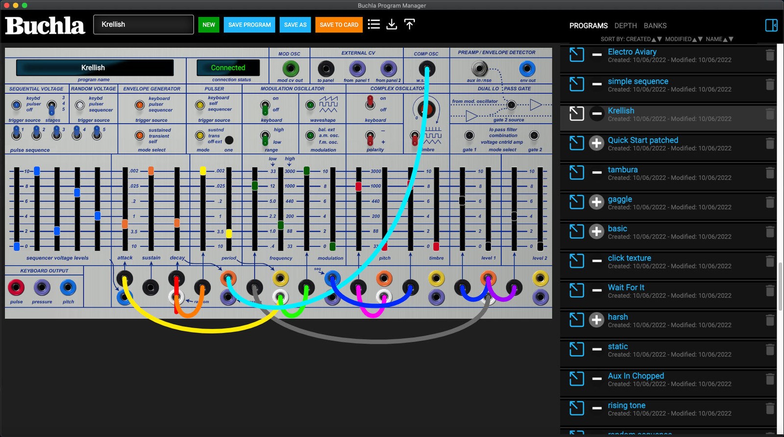 BUCHLA EASEL PROGRAM MANAGER CARD : NEW : [DETROIT MODULAR]