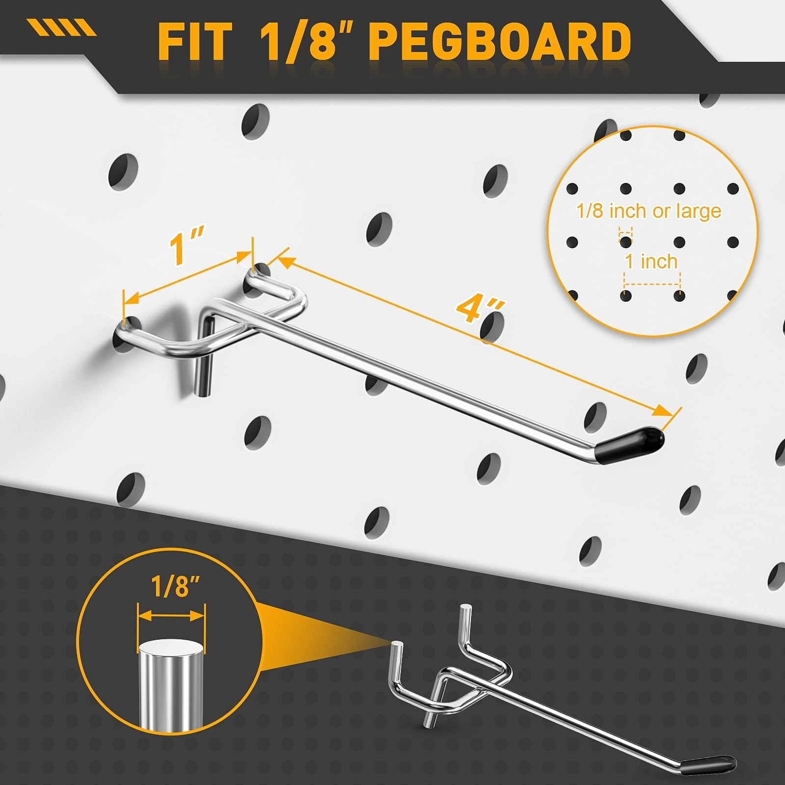 Pegboard Hooks, 25 Pack 4 inch Peg Board Organizer Accessories for Hanging Fi...