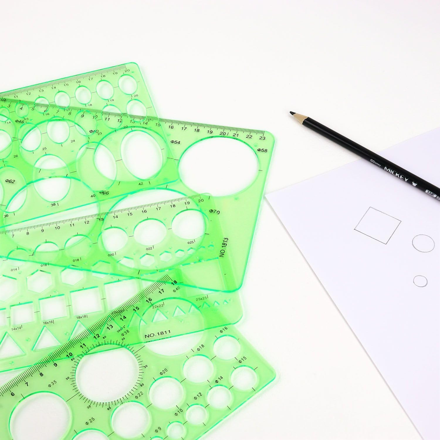 4 Pcs Drawing Template Drafting Stencil Ruler Circle and Oval Templates Plast...