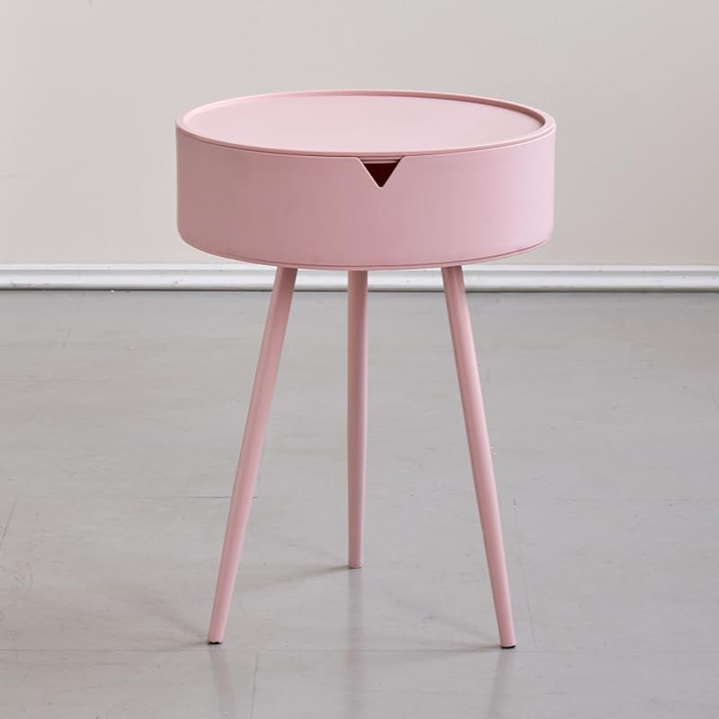 AzulHome Modern Side Table with Storage for Living Room, Dorm, Small Space Pink
