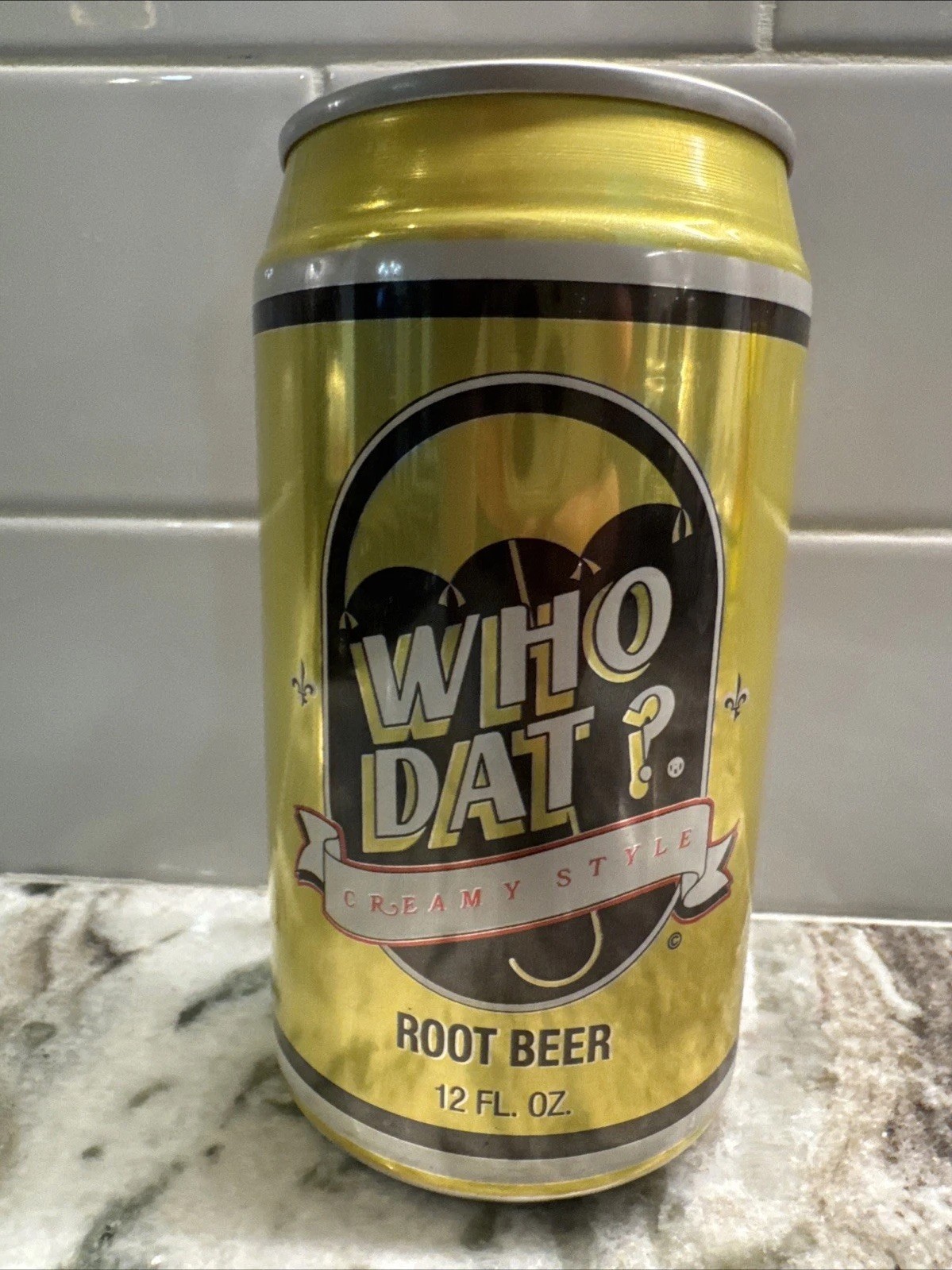 Who Dat? Creamy Style Root Beer Full 12 oz Can, 1990 N.O. Saints Promo NOS