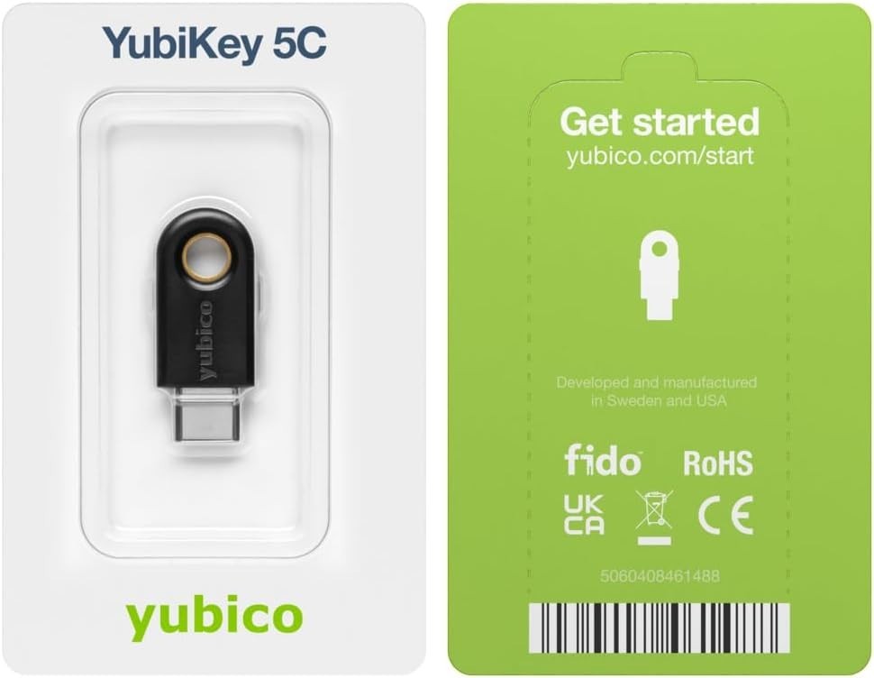 YubiKey 5C - Multi-Factor authentication MFA Security Key and passkey, Connec...