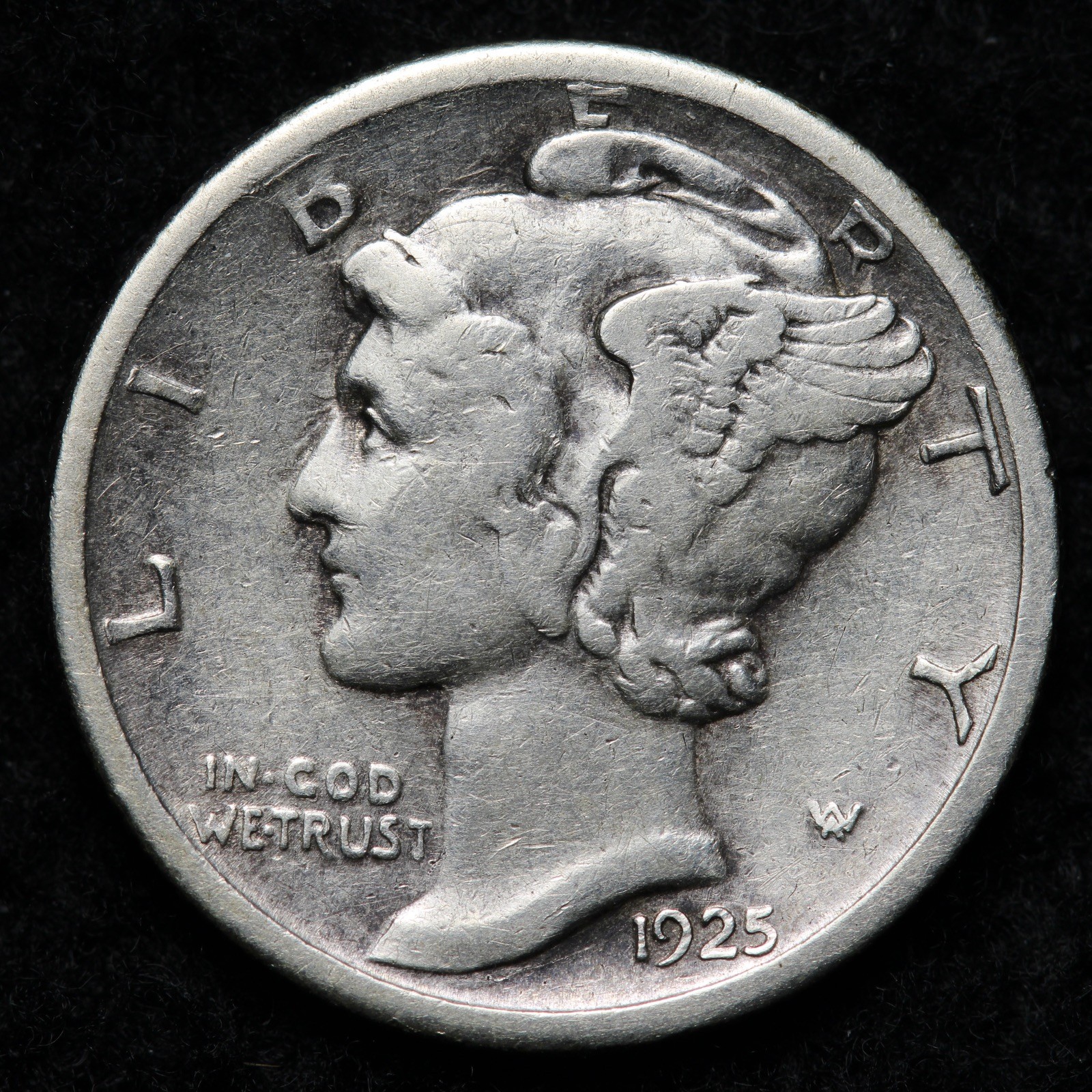 1925-S Mercury Silver Dime VF+ E333 GYQCP
