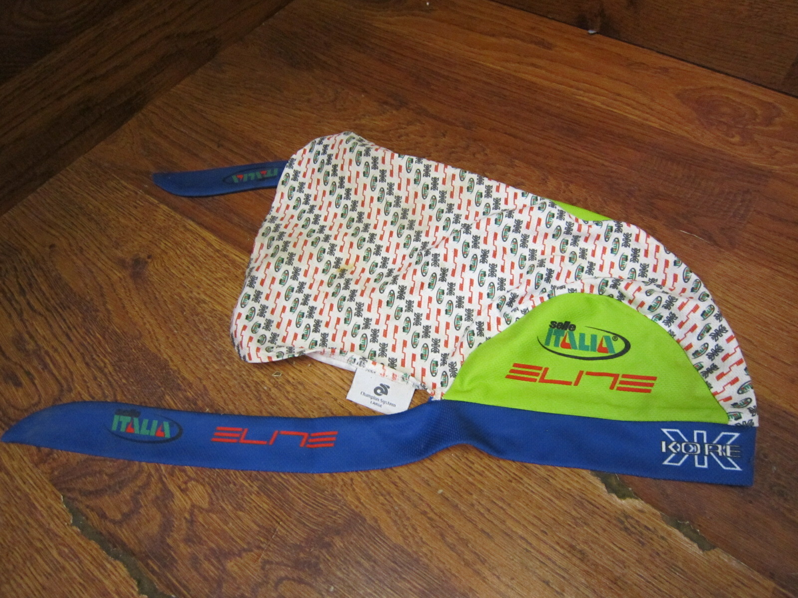 VINTAGE SELLE ITALIA KORE CYCLING CAP HAT BANDANA HEAD BAND - BLUE GREEN
