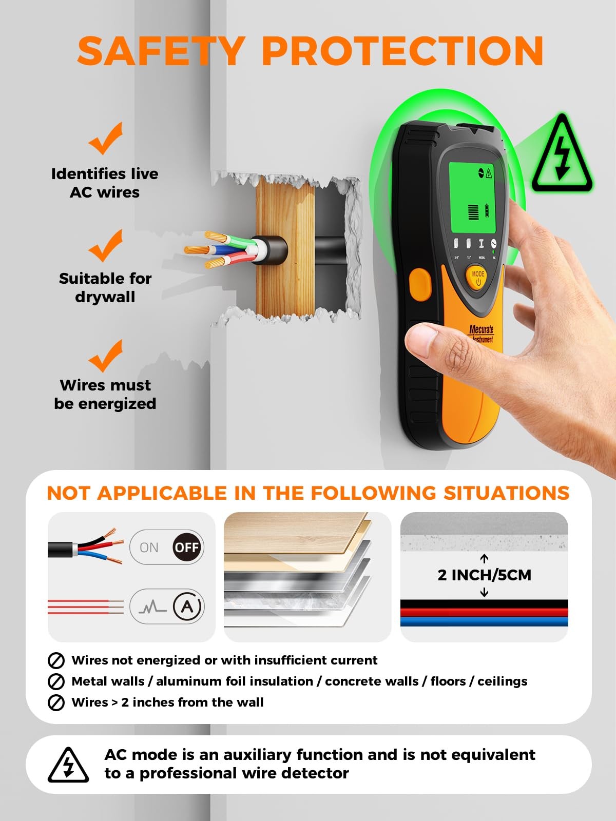 Stud Finder Wall Scanner Sensor - 5 in 1 Electronic Stud with LCD Display & A...