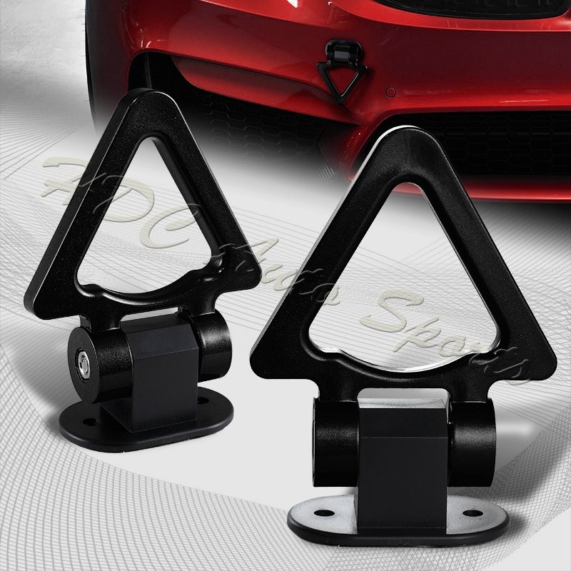 Universal Car SUV Black Triangle Track Racing Style Tow Hook Look Decoration JDM