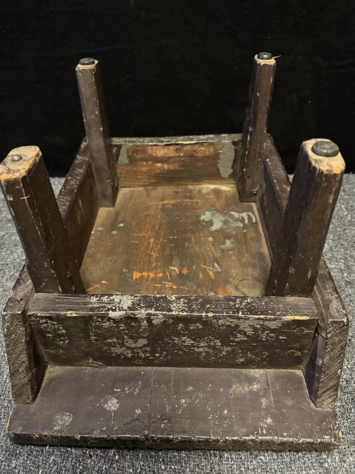 Vintage Primitive Wooden Step Stool Foot Stool Black