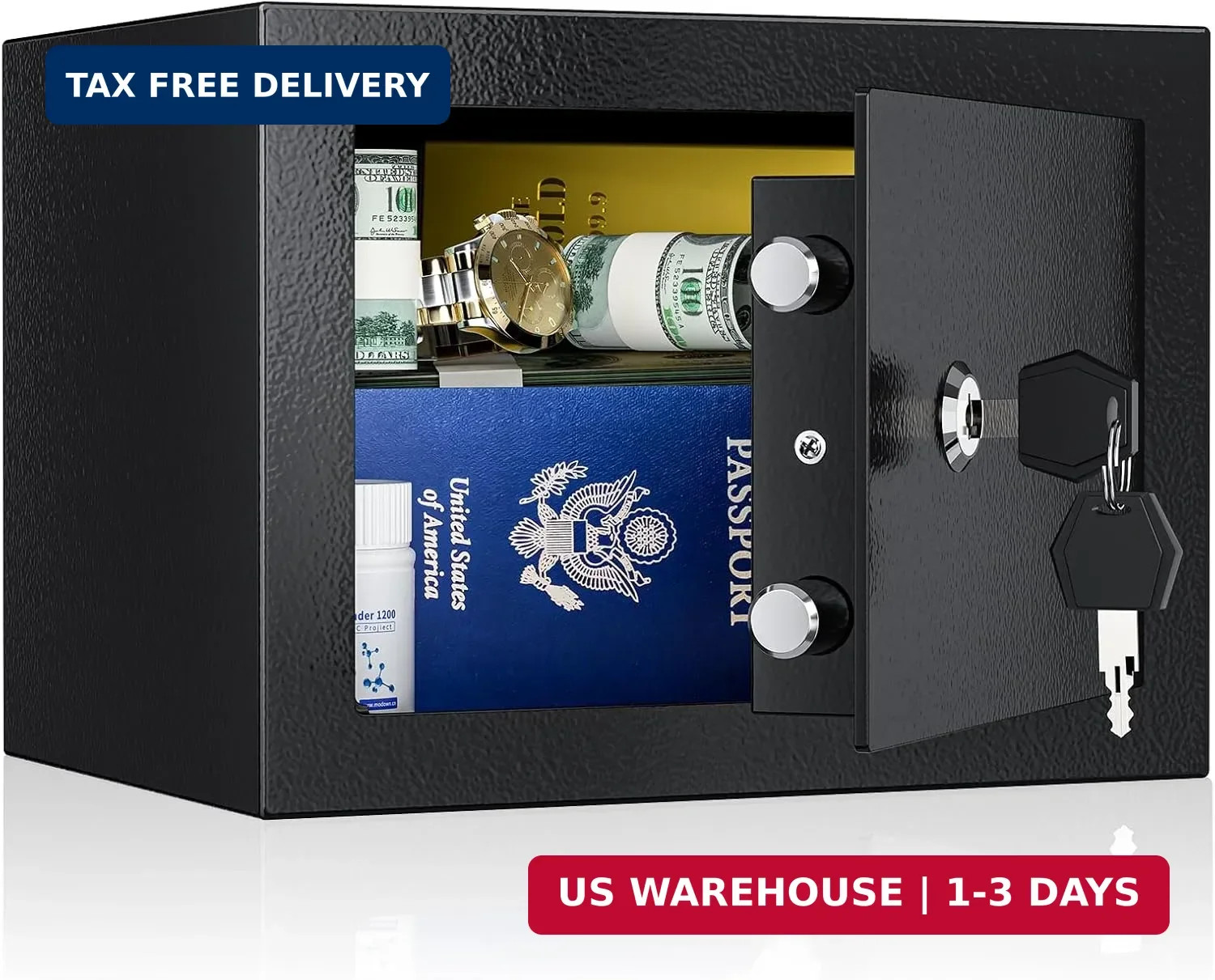 Home Small Safe Box - Key Lock Coffre Fort Steel High Security Safety Bo
