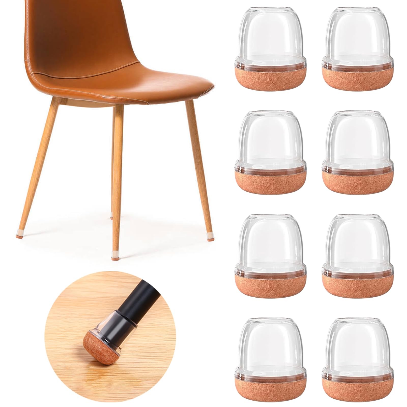 20 Pcs Clear Extra Small Chair Leg Floor X-Small (Fit 0.55"-0.75"),