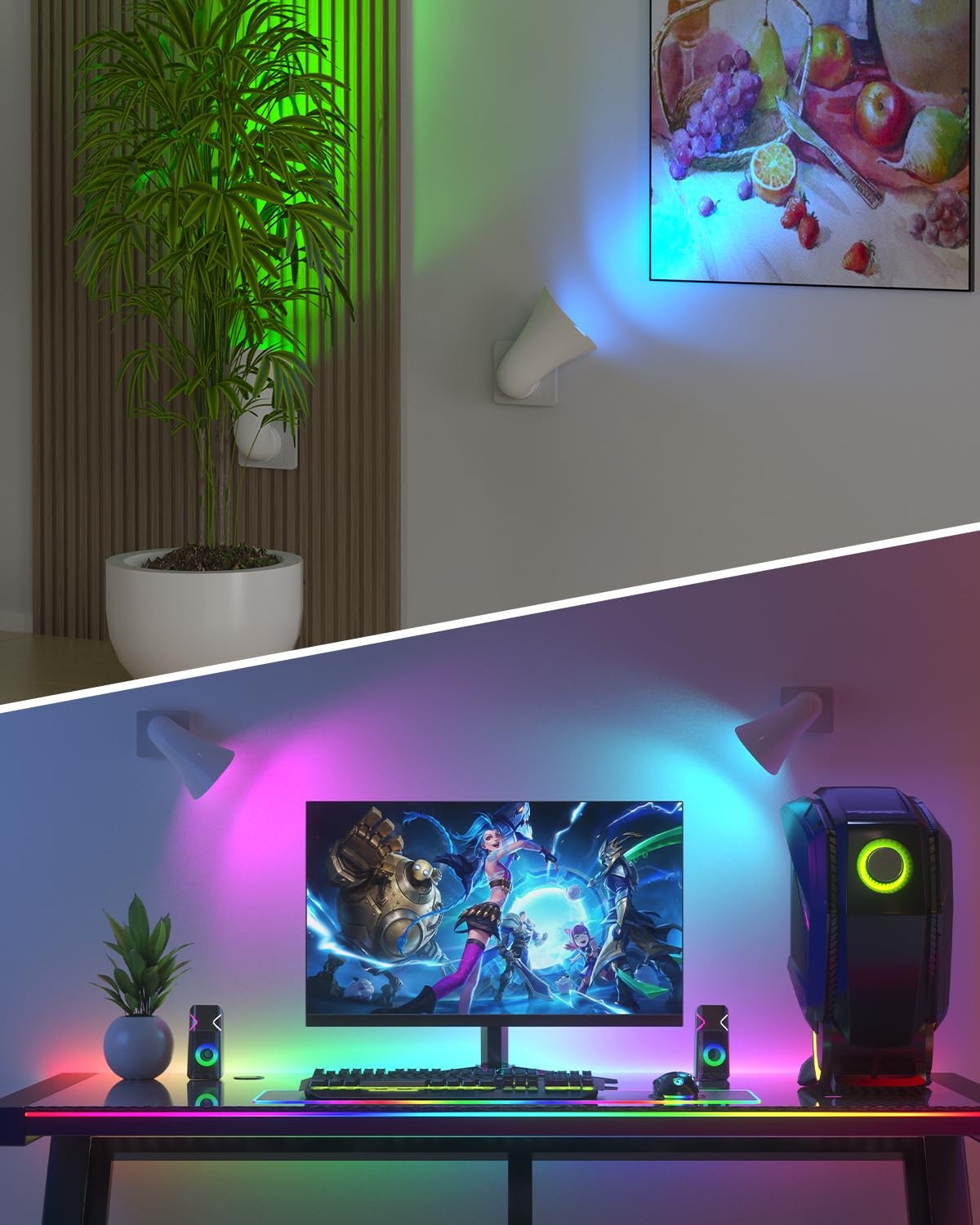 BrightArk Plug in GU10 Wall Uplighter Lamp with Timer RGB (Red, Green, Blue)