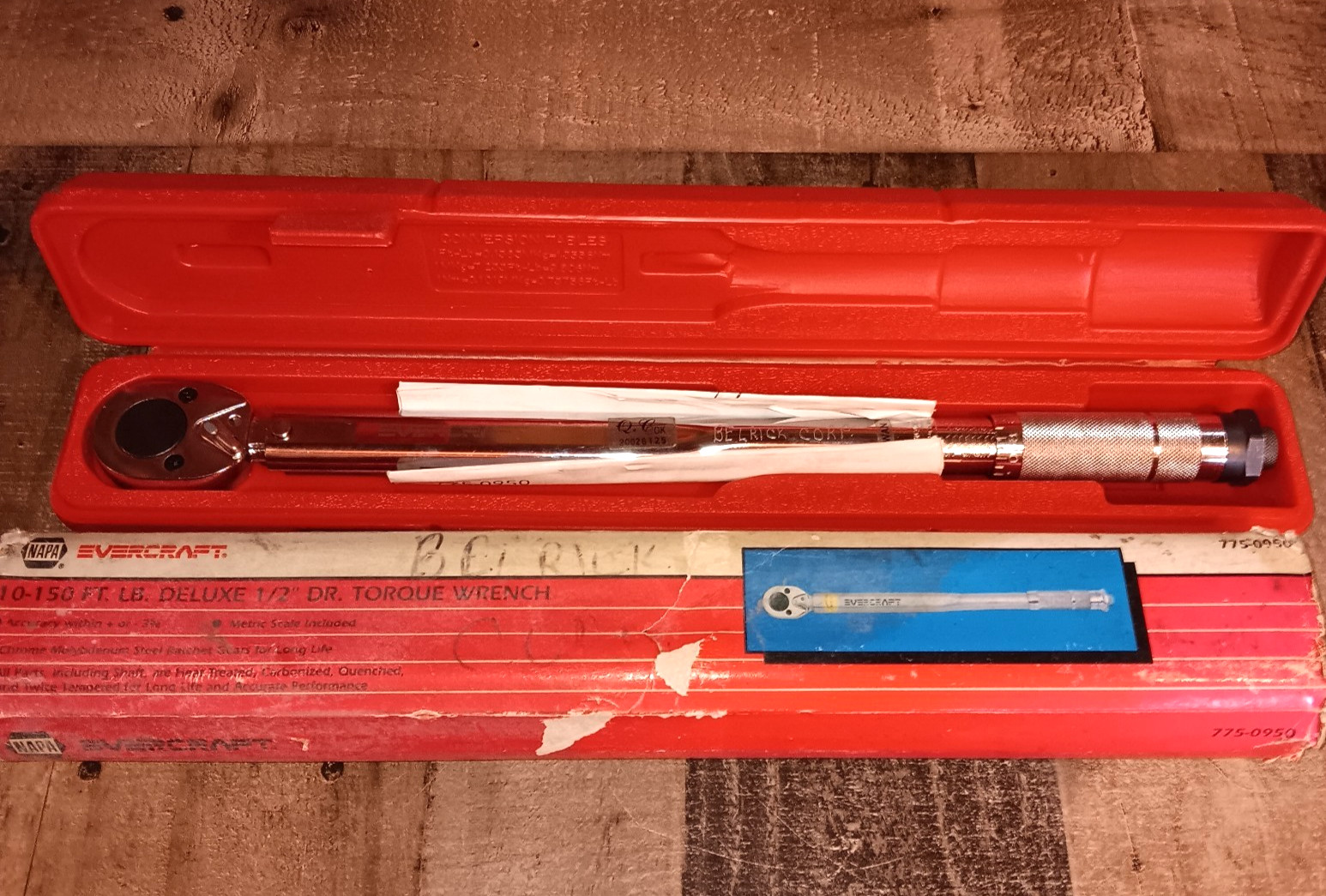 NAPA Evercraft 775-0950  1/2" Drive 150lb Torque Wrench With Case NICE! Read