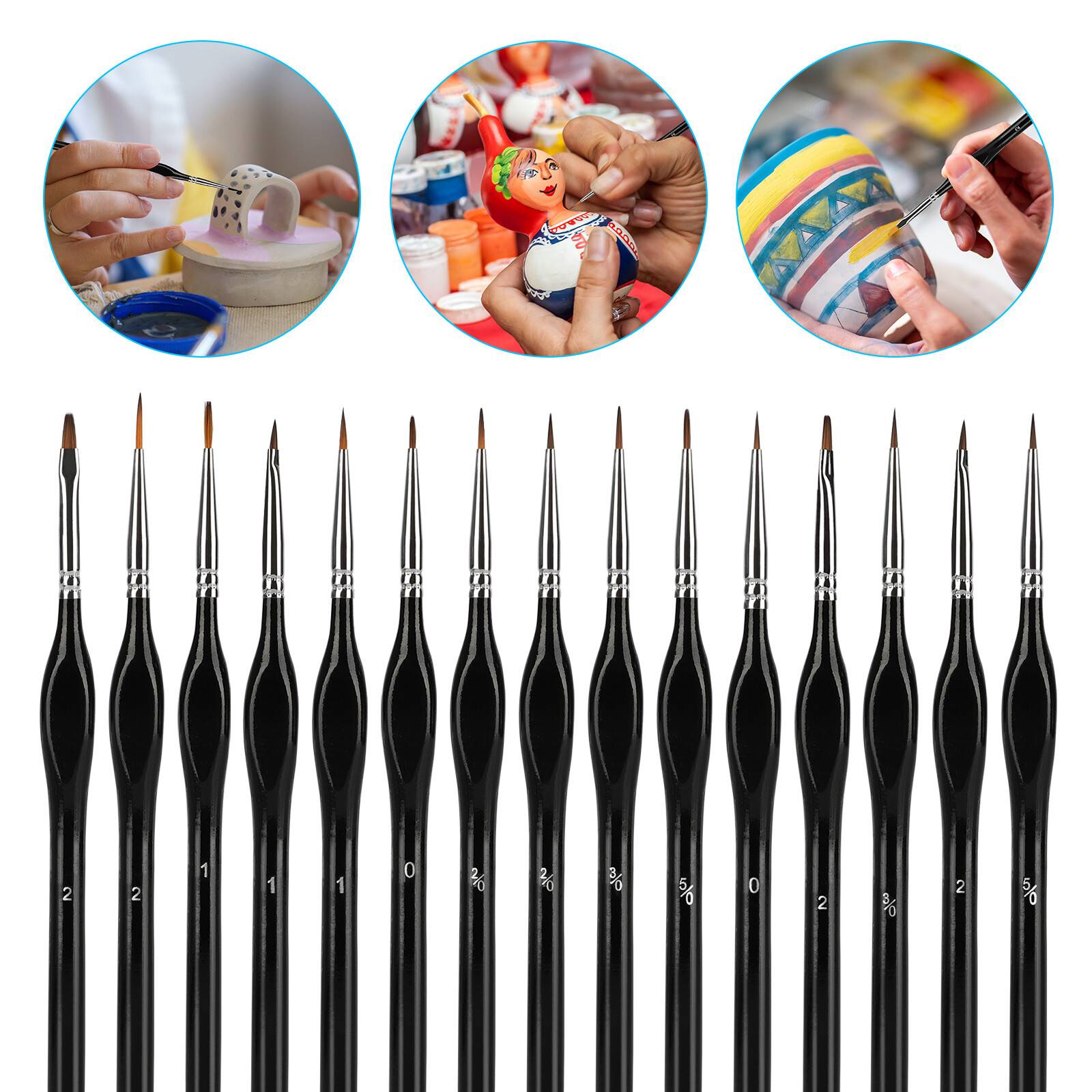 15 Pcs Miniature Fine Artist Paint Brush Set for Watercolor Art Oil DIY Painting
