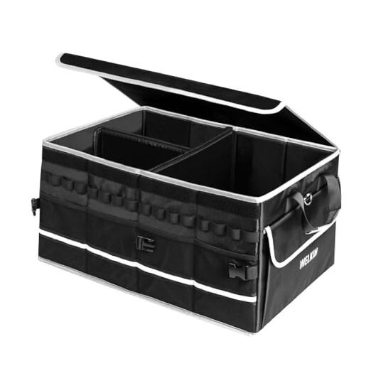 15GAL/60L Car Trunk Organizer with Lid & Dividers - Heavy Duty Collapsible