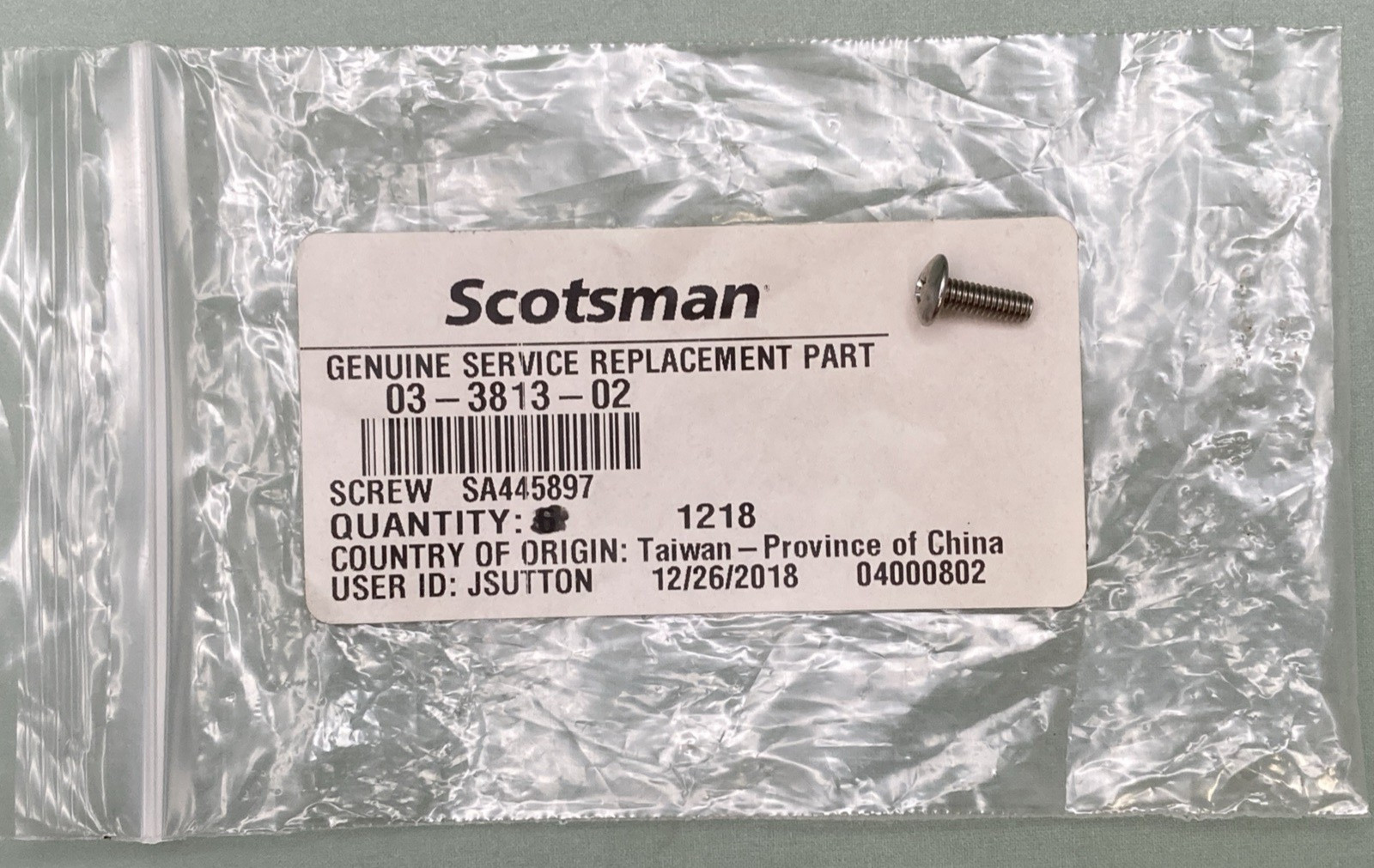 New Genuine Scotsman 03-3813-02 Screw, Phillips, Pan Head