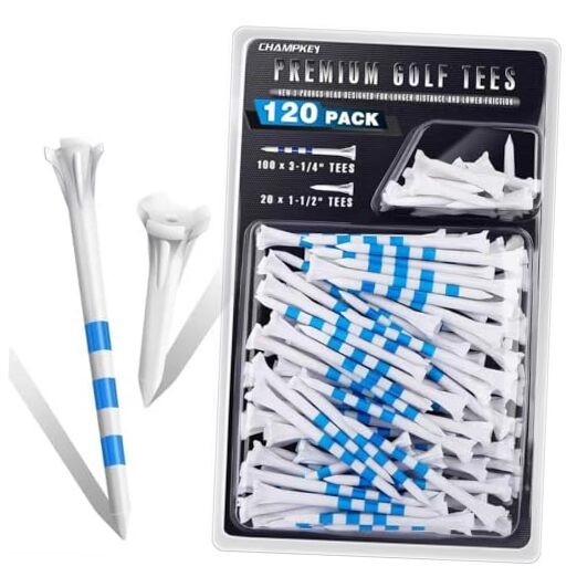 CHAHMPKEY Premium 3-Prong Plastic Golf Tees 120 or 100 3-1/4" 120 Assorted Pack