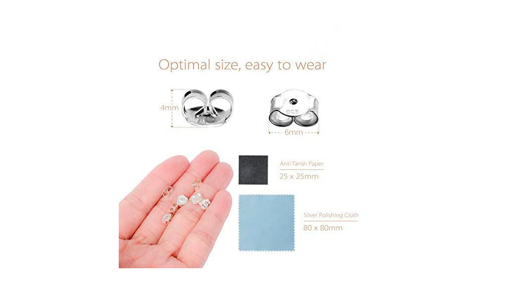Earring Backing Studs Backs Hypoallergenic Backings 925 Sterling Silver 12 Pack