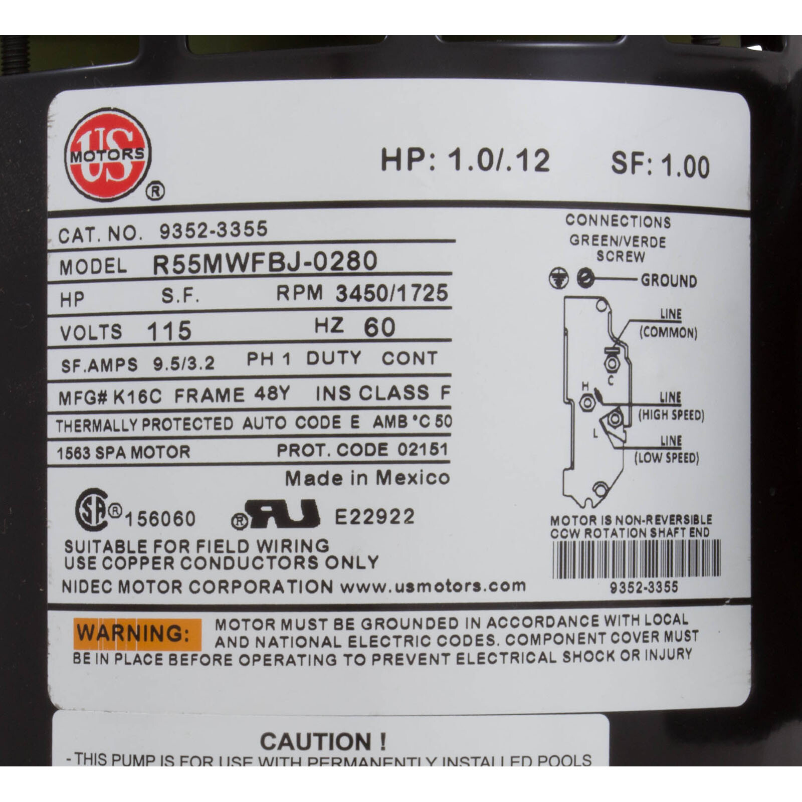 Pump, Aqua Flo FMCP, 0.75ohp/1.0thp , 115v , 2-Spd, 48fr, 1-1/2", OEM