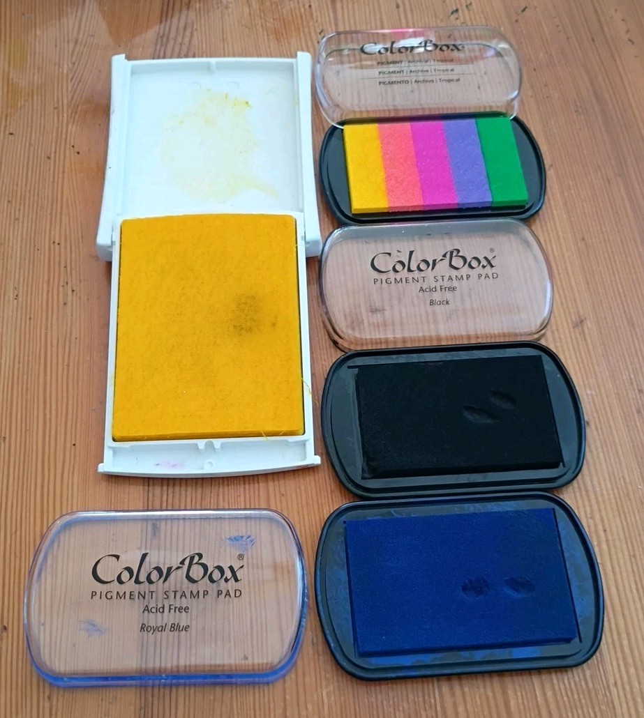 lot of 4 Stamp Ink Pads Color Box Permanent Ink Tropical Blue Black Yellow