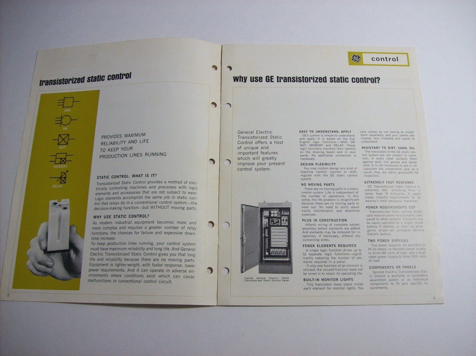 Vintage GE Transistorized Static Control Pamphlet, General Electric, x