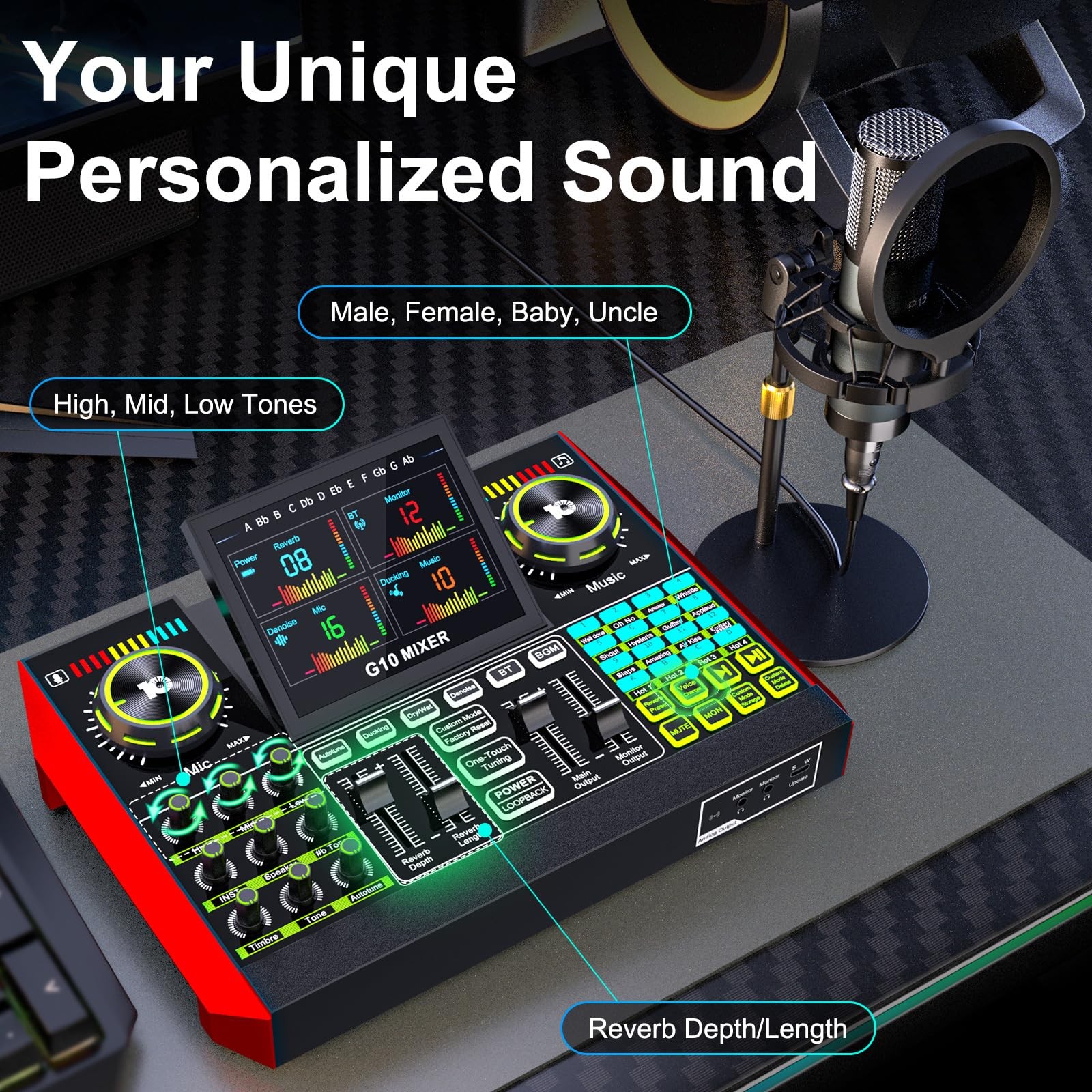 Podcast Microphone Bundle with Audio Mixer for Live Streaming, Singing, Gaming