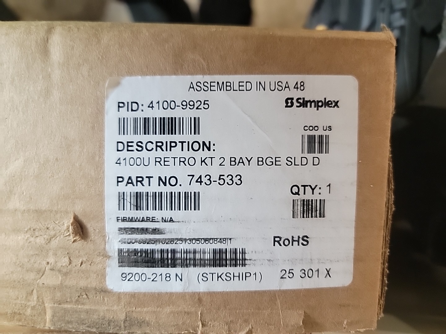 Simplex 4100-9925 Retrofit Kit 2 BAY Beige Solid Door