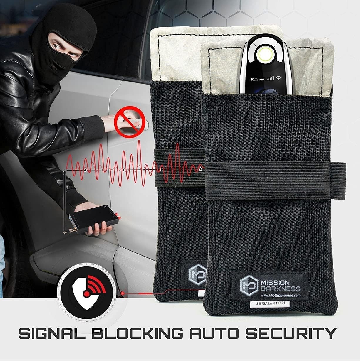 Mission Darkness Faraday Bag for Keyfobs (2-Pack) RF Shielding Black