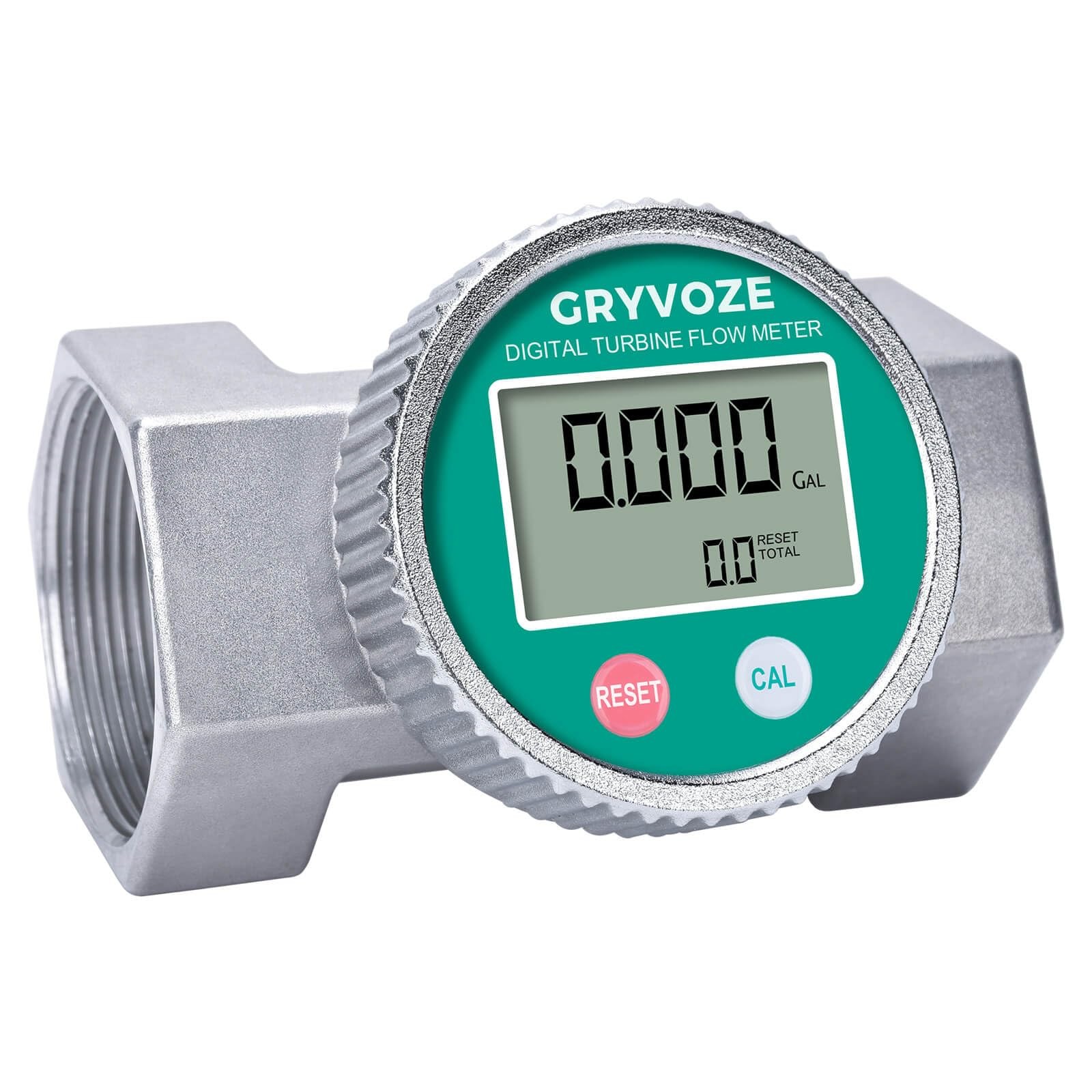 GRYVOZE Waterproof 2 Inch Water Flow Meter, 16–160 GPM Digital Turbine...