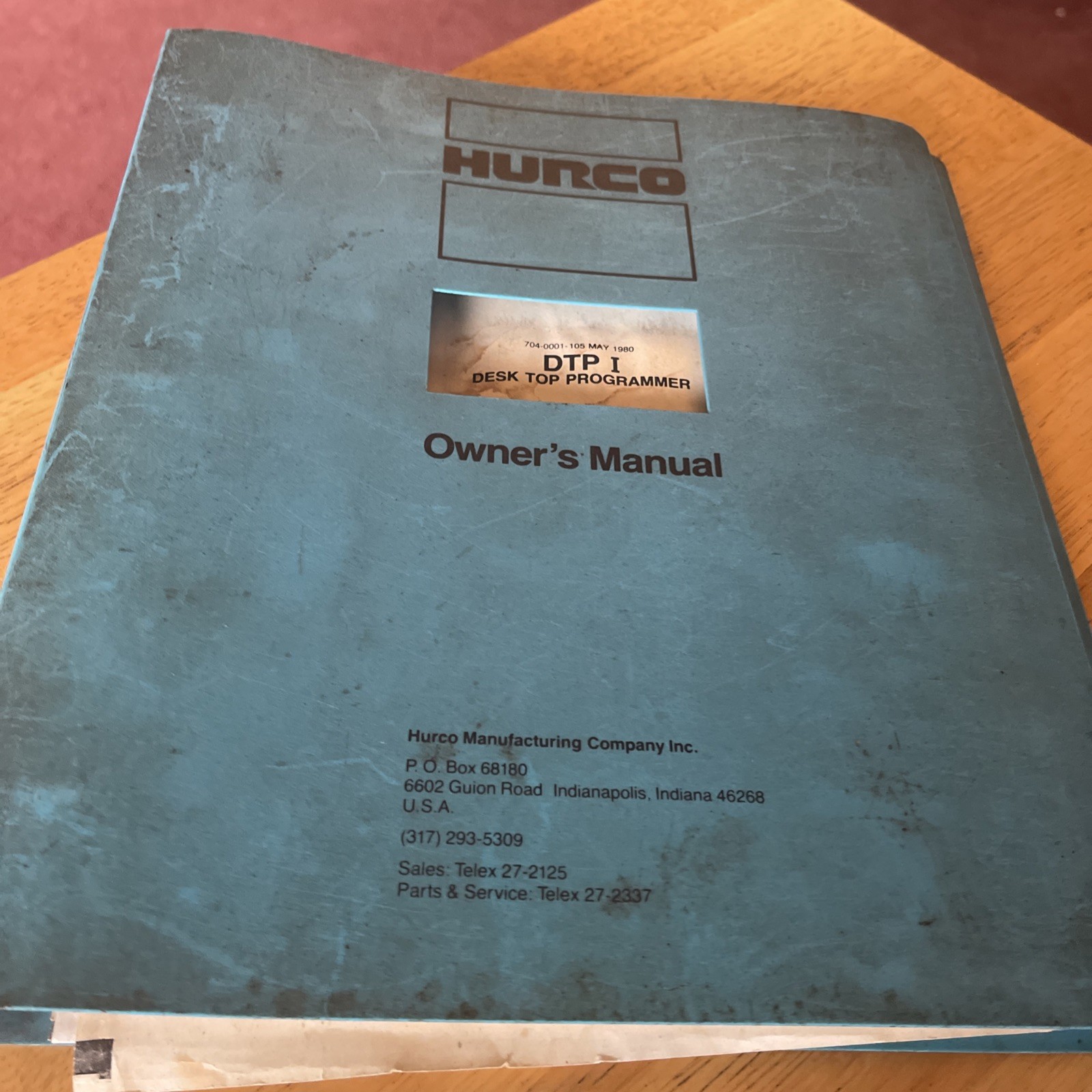 Hurco DTP 1 Desk top Programmer Owner's Manual