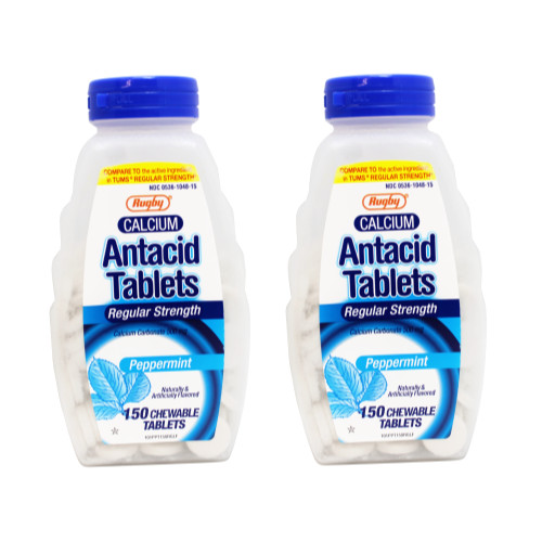 2 Pack Rugby Calcium Carbonate Tablets Mint 500Mg 150 Count Each