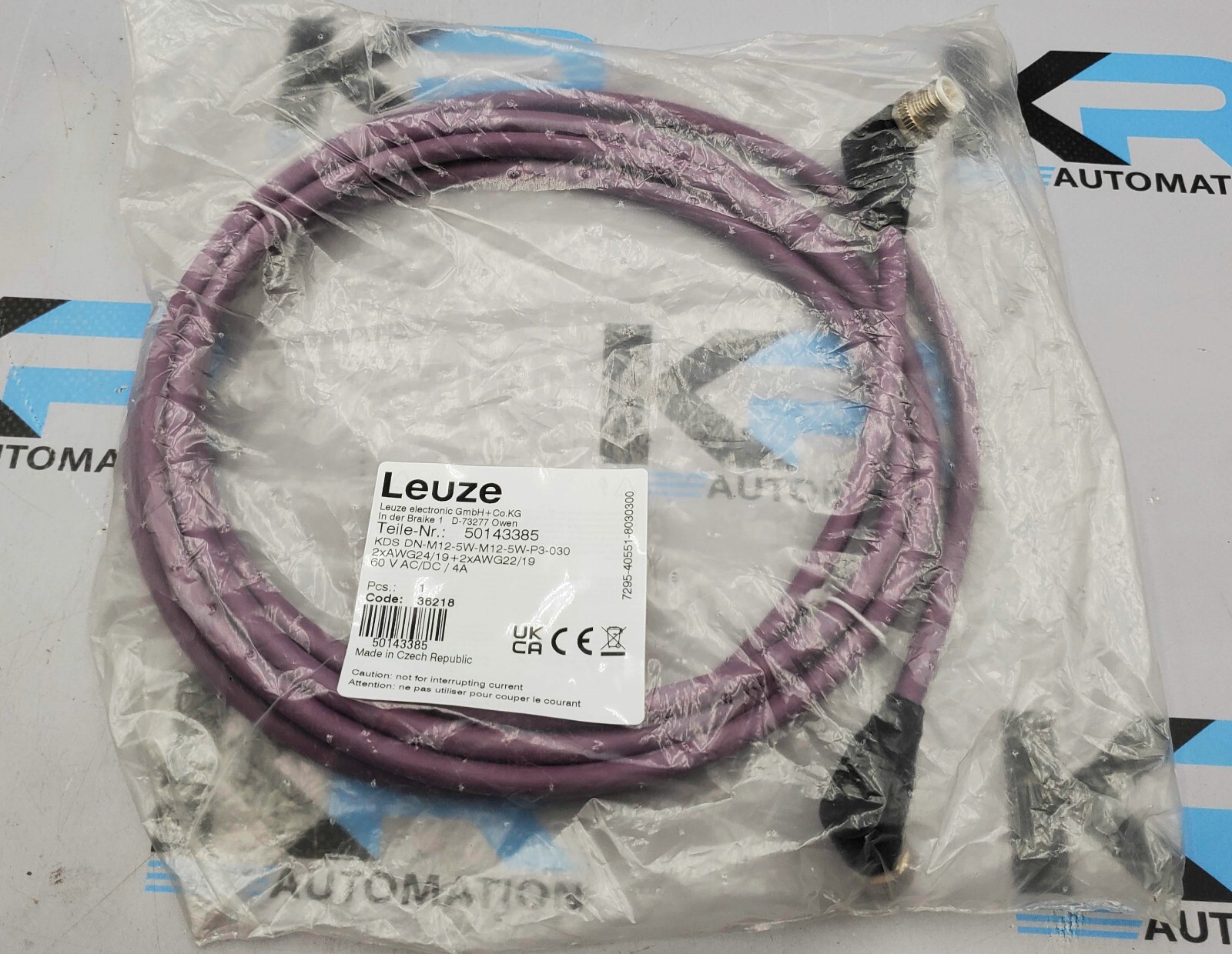 Leuze KDS DN-M12-5W-M12-5W-P3-030 Interconnection Cable 50143385