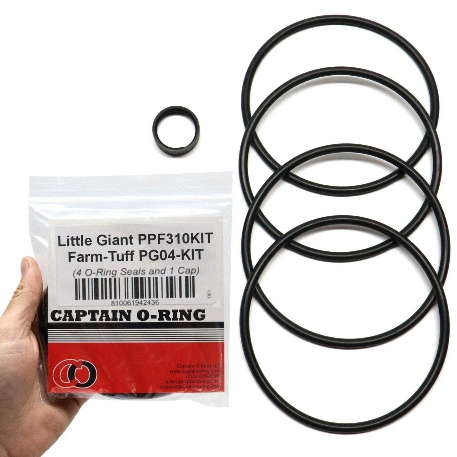O-Ring Kit for Little Giant PPF & Farm-Tuff Poultry Fountains (4 o-rings, 1 cap)