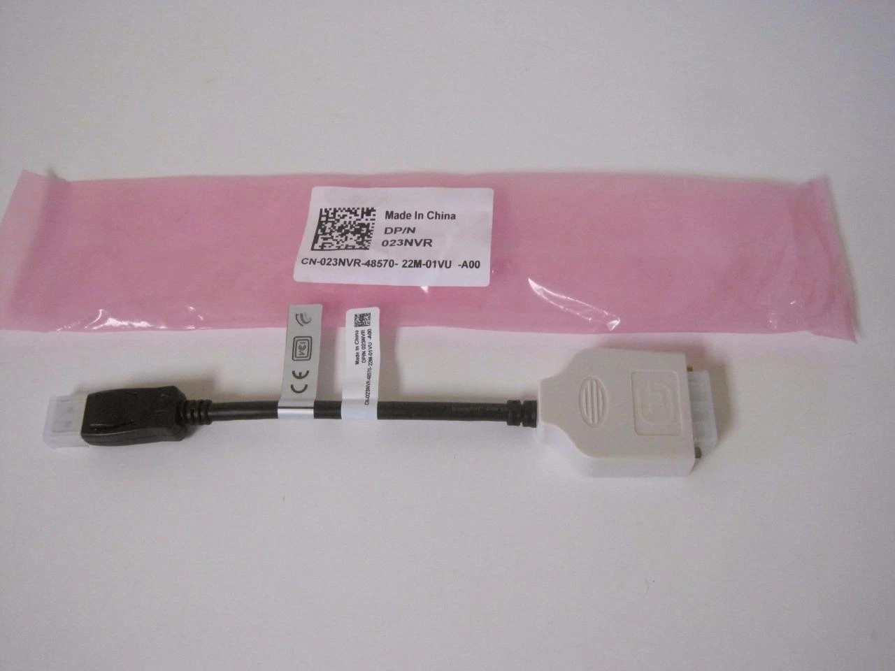 Dell 023NVR DisplayPort to single-link DVI-D passive adapter cable DP /N 023NVR