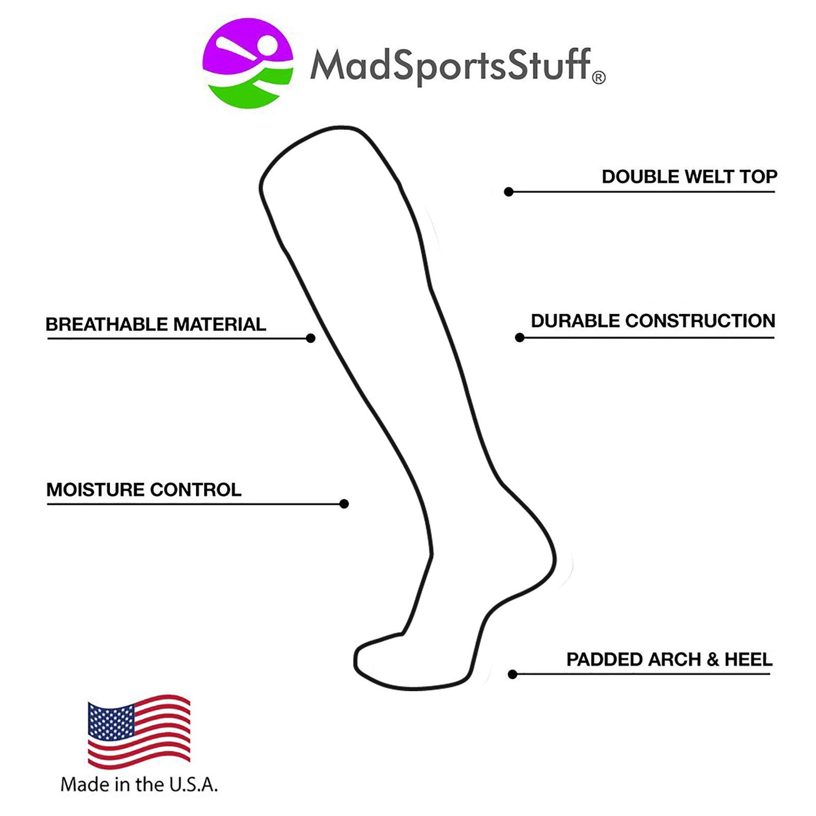 MadSportsStuff Giraffe Over the Calf Socks Medium, Multi-neon