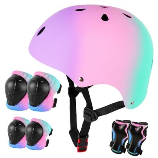 Kids Bike Helmet for 3-5-8-14+ Age Girls and Boys, Small #1 Purplepinkgreen