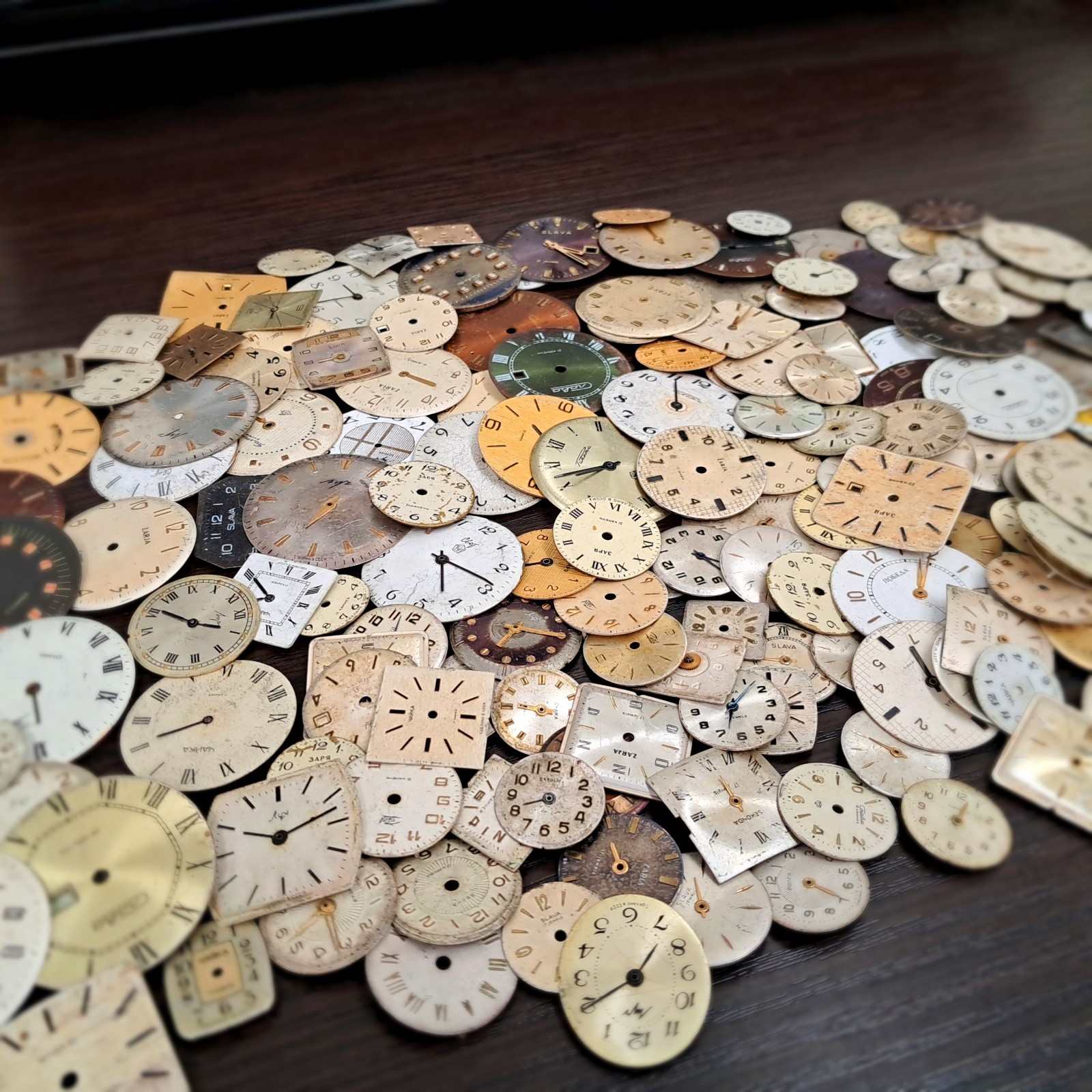100 Vintage USSR Watch Dials Lot • Pobeda Raketa Luch Poljot • Steampunk Craft