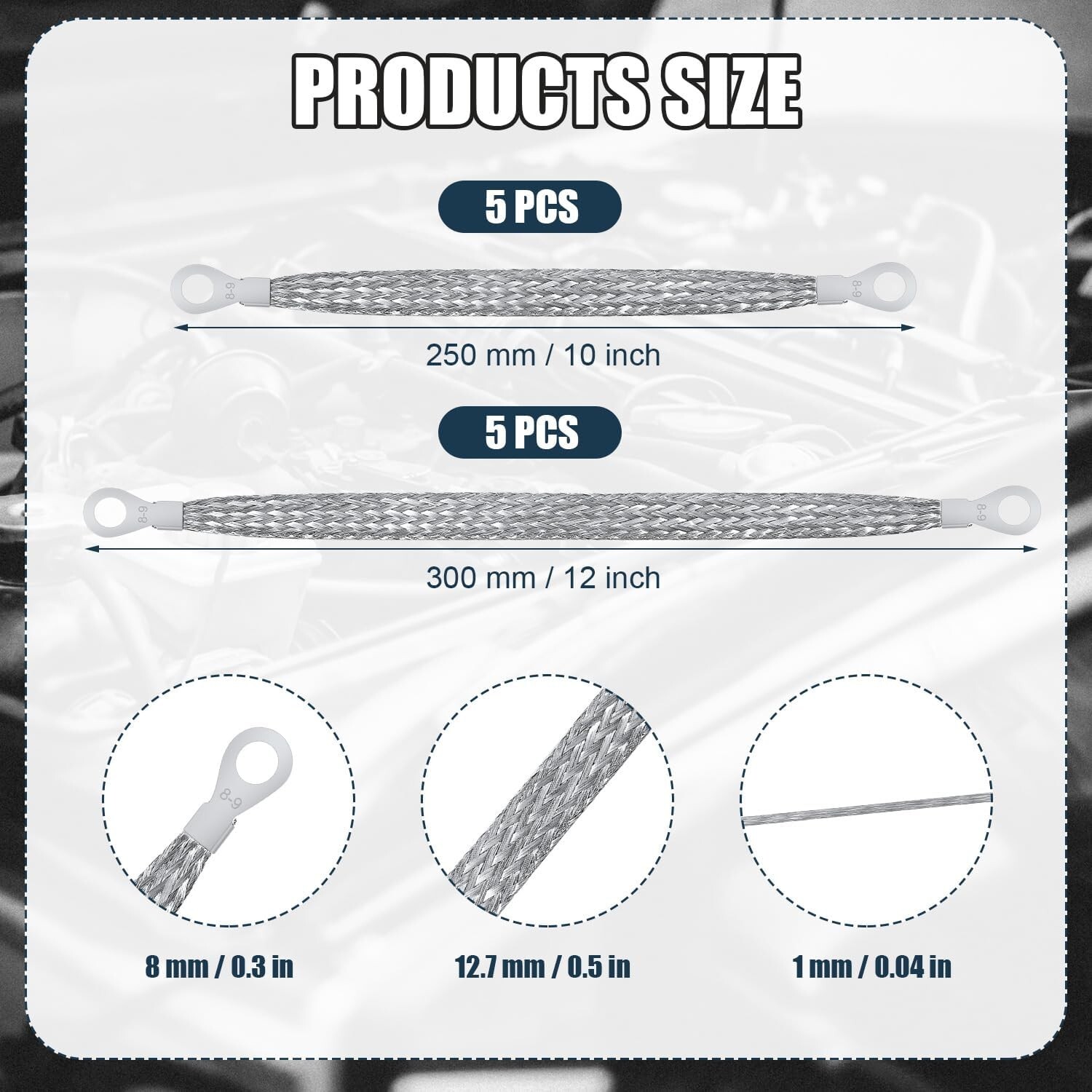 10pcs Braided Copper Ground Straps – Essential Kit for Automotive Applications