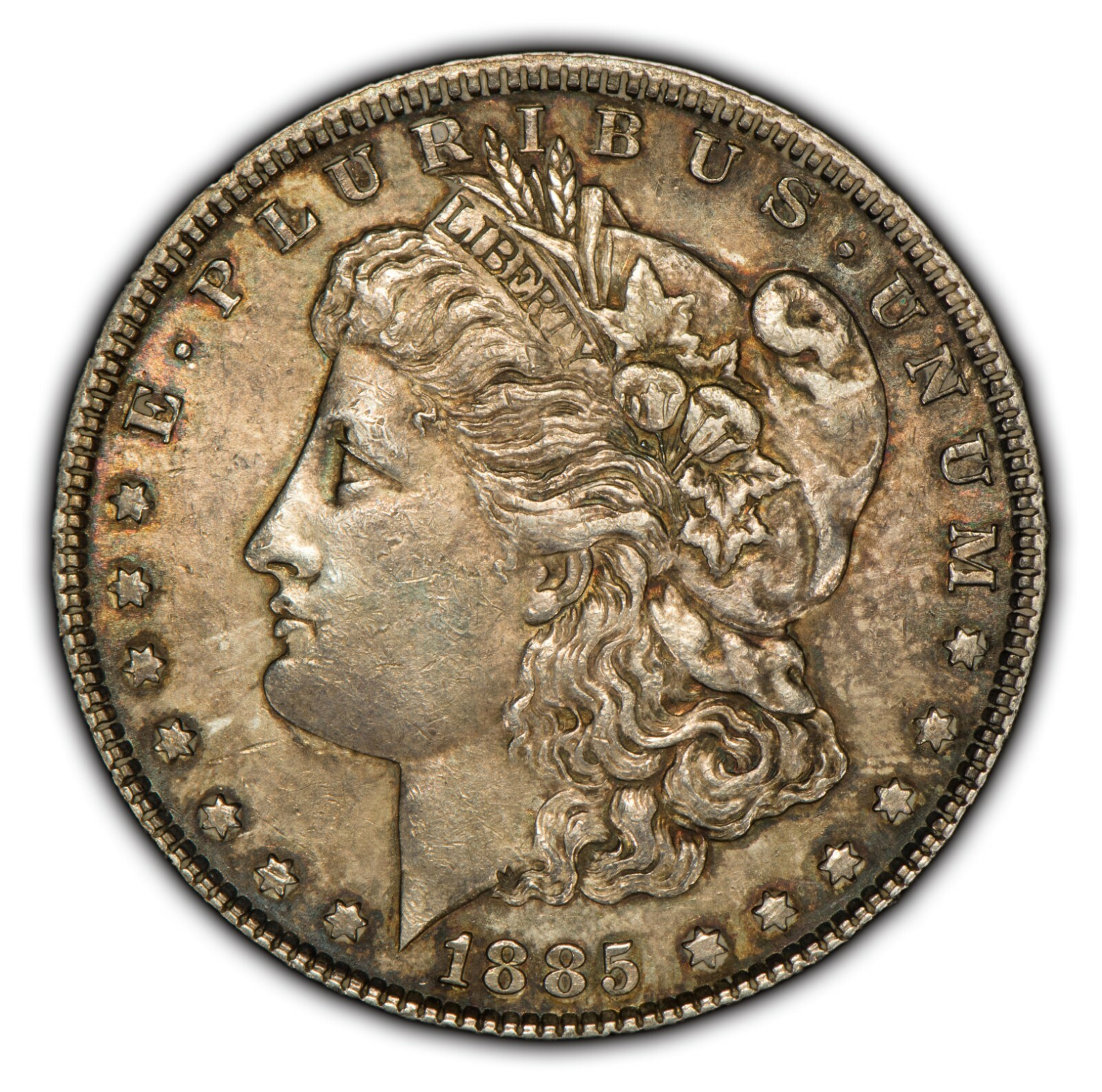 1885 $1 Morgan Silver Dollar - Colorful Original Toning - SKU-Y3408