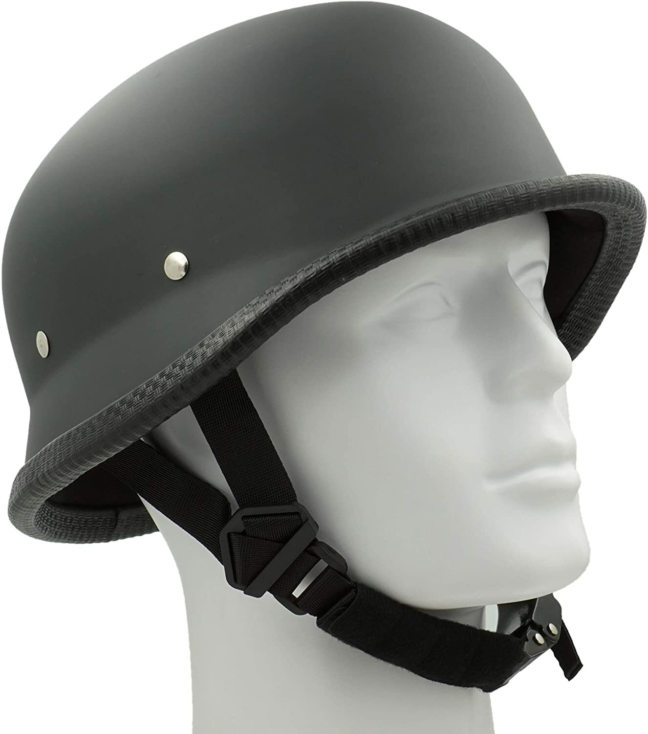 Tennessee Leather German Novelty Flat Black Helmet With Q-Release